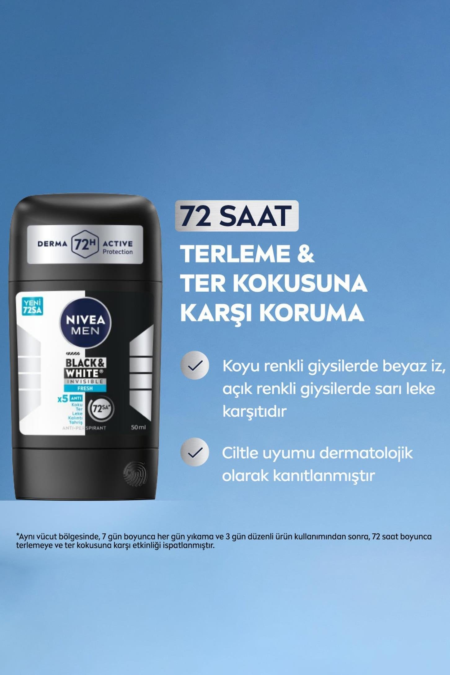 NiveaNive Men Black White Invisible Fresh Erkekler İçin Stick Deodorant 50 mlNivea Men Black&White Fresh Stick 50 ml | Ferahlatıcı Koruma