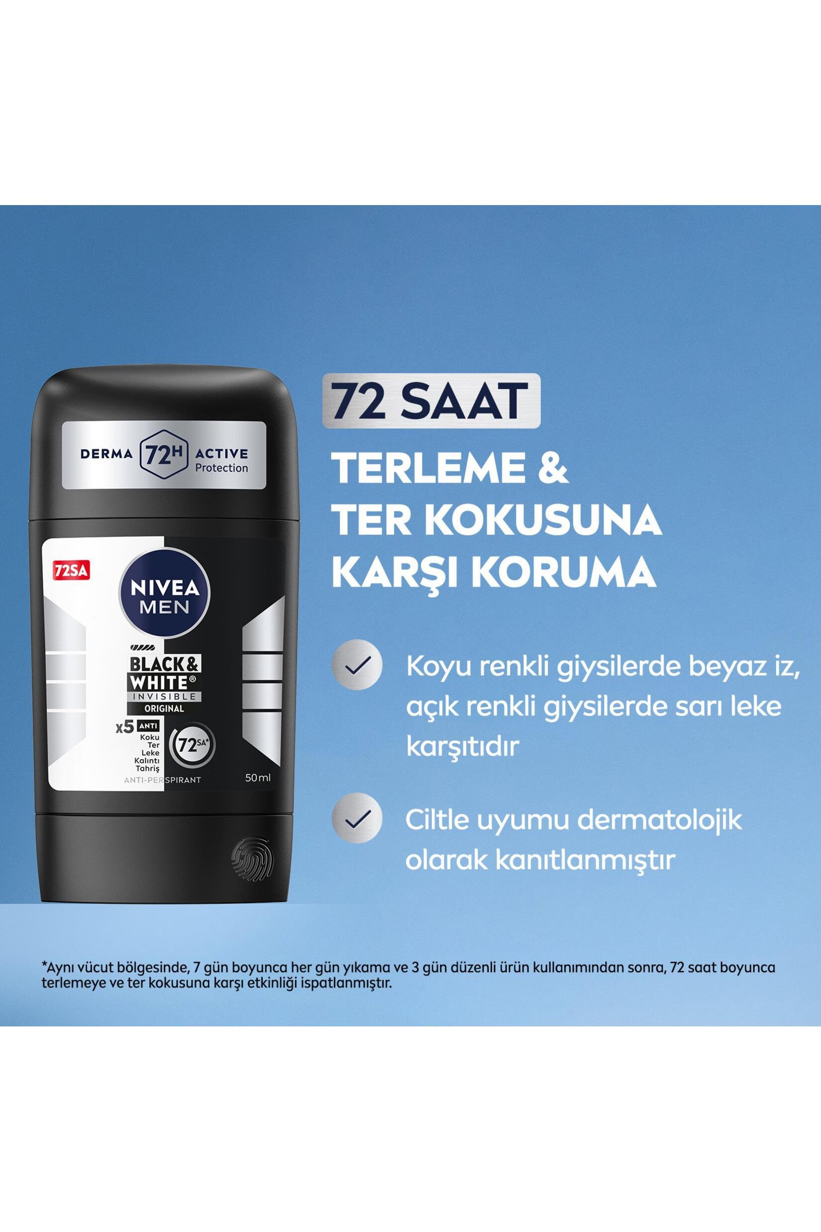 NiveaNive Men Black White Invisible Original Erkekler İçin Stick Deodorant 50 mlNivea Men Black&White Original Stick 150 ml | Leke Bırakmayan Koruma