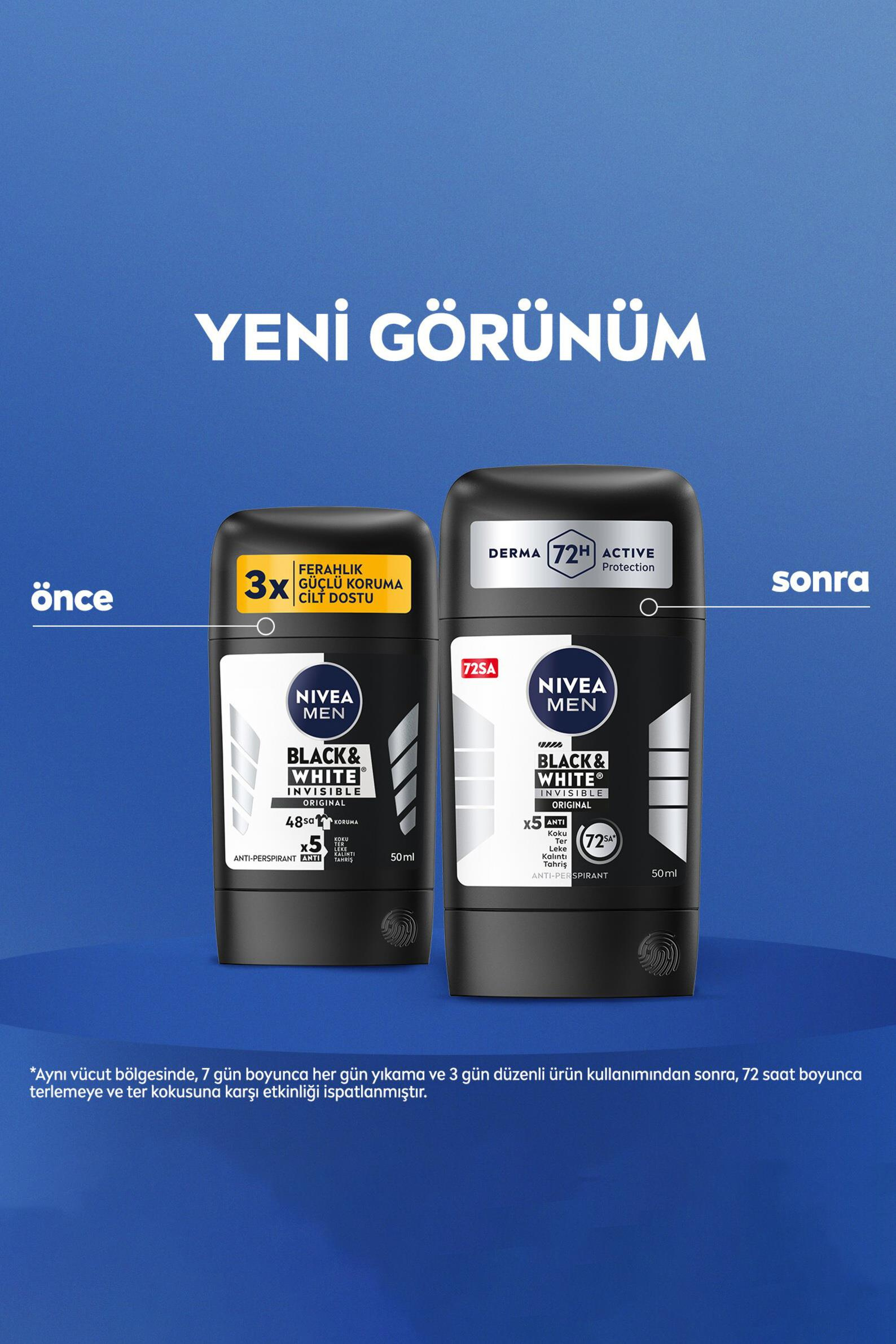 NiveaNive Men Black White Invisible Original Erkekler İçin Stick Deodorant 50 mlNivea Men Black&White Original Stick 150 ml | Leke Bırakmayan Koruma