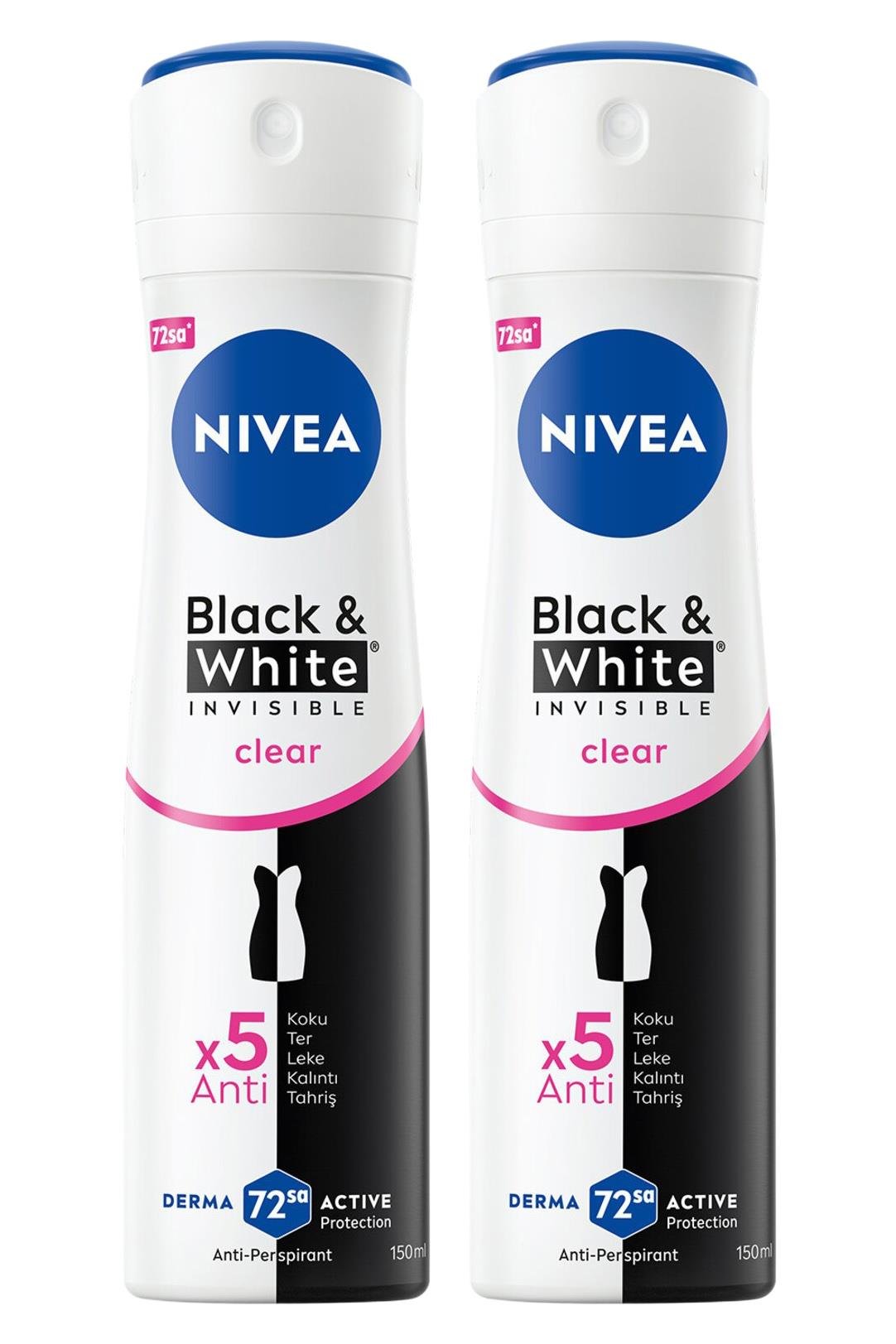 NiveaNivea Black White Invisible Clear Kadınlar İçin Deodorant 150 ml 2'liNivea Invisible for Black   White Deodorant (Clear) 150 ml Fiyatı ve Özellikleri | Mutlufiyatlar