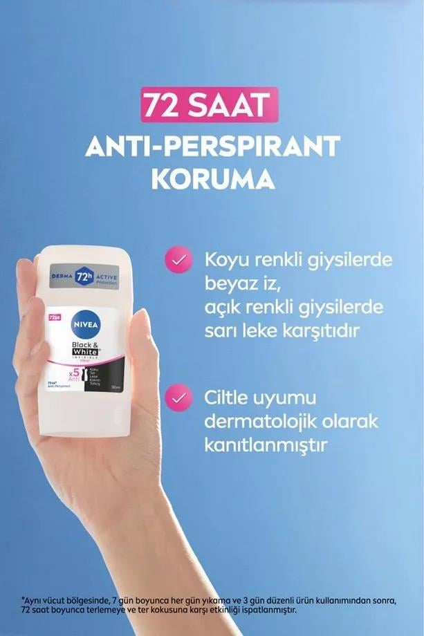 NiveaNivea Black White Invisible Clear Kadınlar İçin Stick Deodorant 50 mlNivea Black&White Clear Stick 40 ml | Leke Bırakmaz Koruma