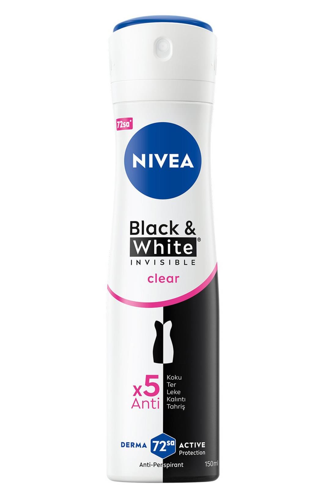 NiveaNivea Black White Invisible Clear Kadınlar İçin Deodorant 150 mlNivea Invisible for Black   White Deodorant (Clear) 150 ml Fiyatı ve Özellikleri | Mutlufiyatlar