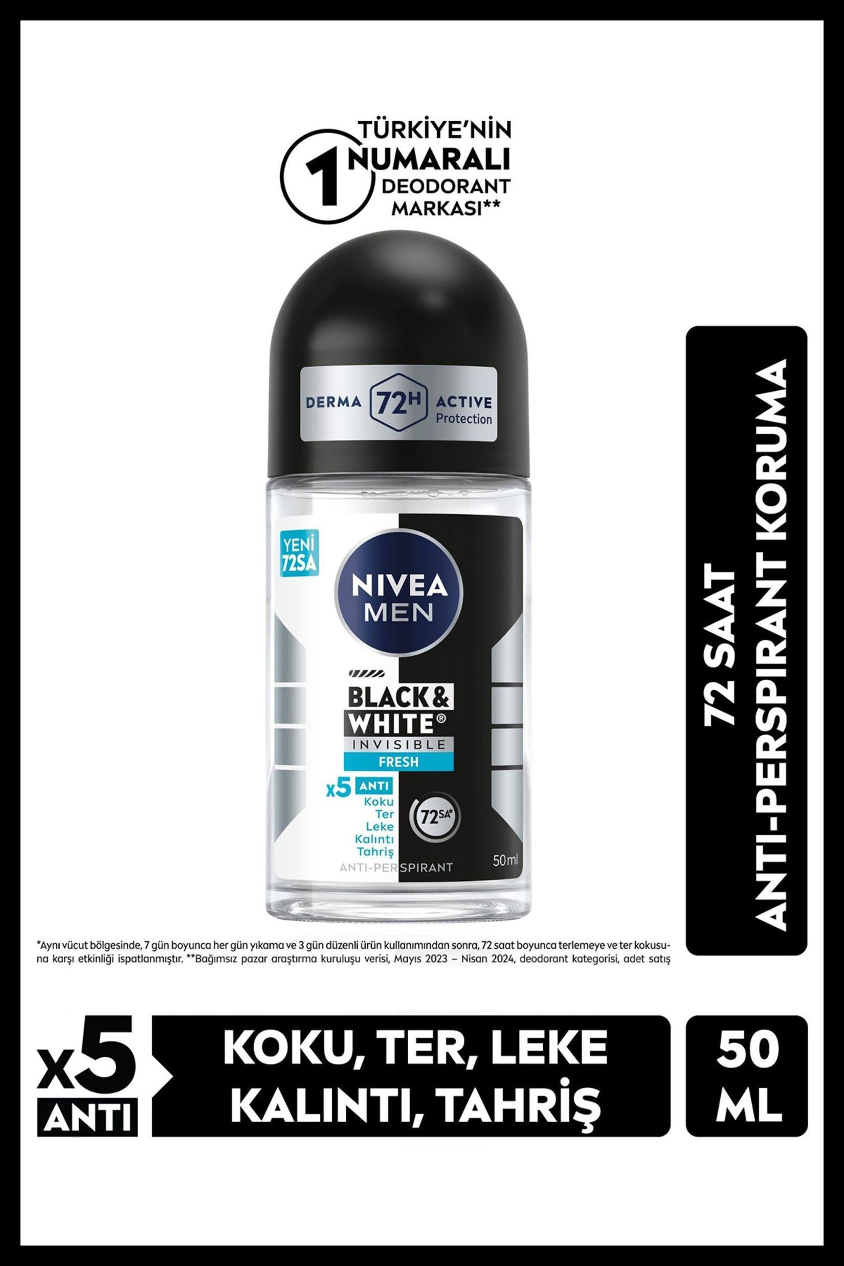 NiveaNivea Black White Invisible Fresh Kadınlar İçin Roll On 50 mlNivea Invisible For Black   White Kadın Roll-on Fresh 50 ml Fiyatı ve Özellikleri | Mutlufiyatlar