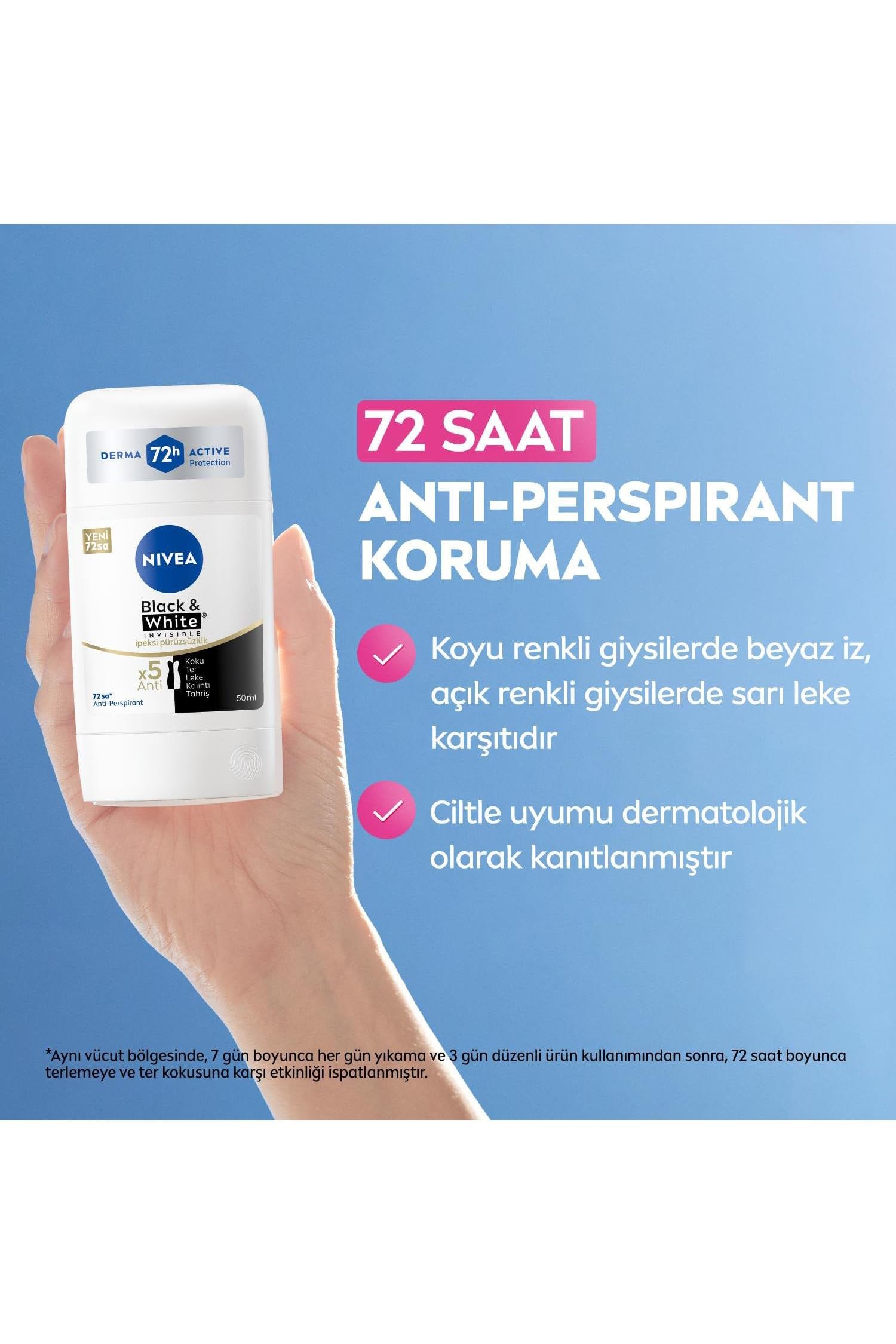 NiveaNivea Black White Invisible İpeksi Pürüzsüzlük Kadınlar İçin Stick Deodorant 50 mlNivea Black&White İpeksi Stick 50 ml | Pürüzsüz Koruma