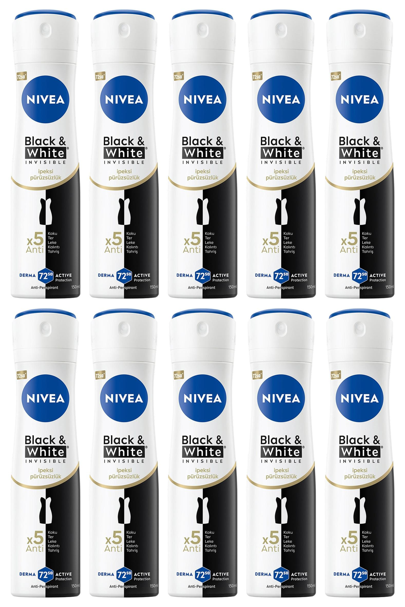 NiveaNivea Black White Invisible İpeksi Pürüzsüzlük Kadınlar İçin Deodorant 150 ml 10'luNivea Black   White Invisible Deodorant For Women İpeksi Pürüzsüzlük 150 ml Fiyatı ve Özellikleri | Mutlufiyatlar