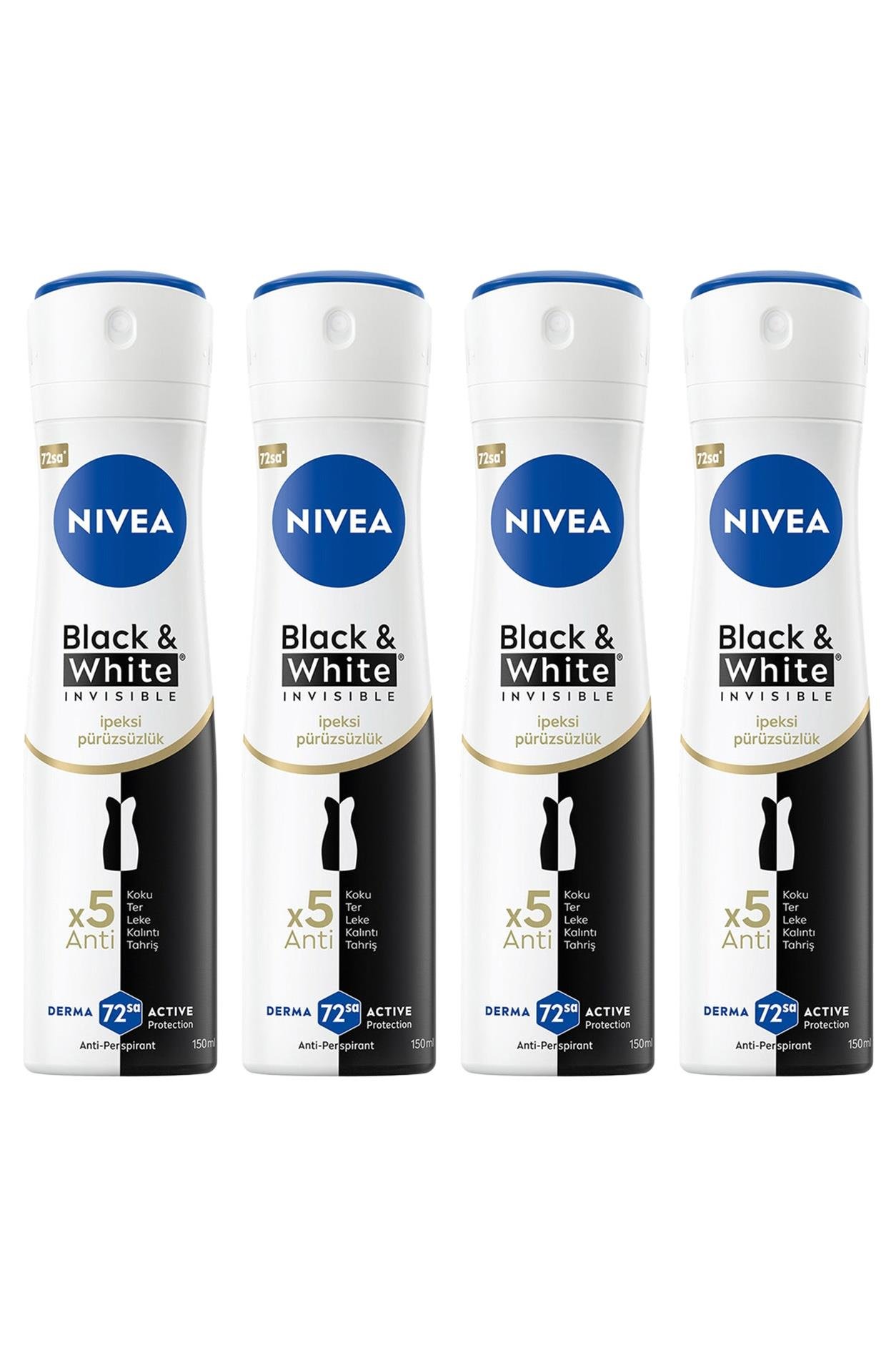 NiveaNivea Black White Invisible İpeksi Pürüzsüzlük Kadınlar İçin Deodorant 150 ml 4'lüNivea Black   White Invisible Deodorant For Women İpeksi Pürüzsüzlük 150 ml Fiyatı ve Özellikleri | Mutlufiyatlar