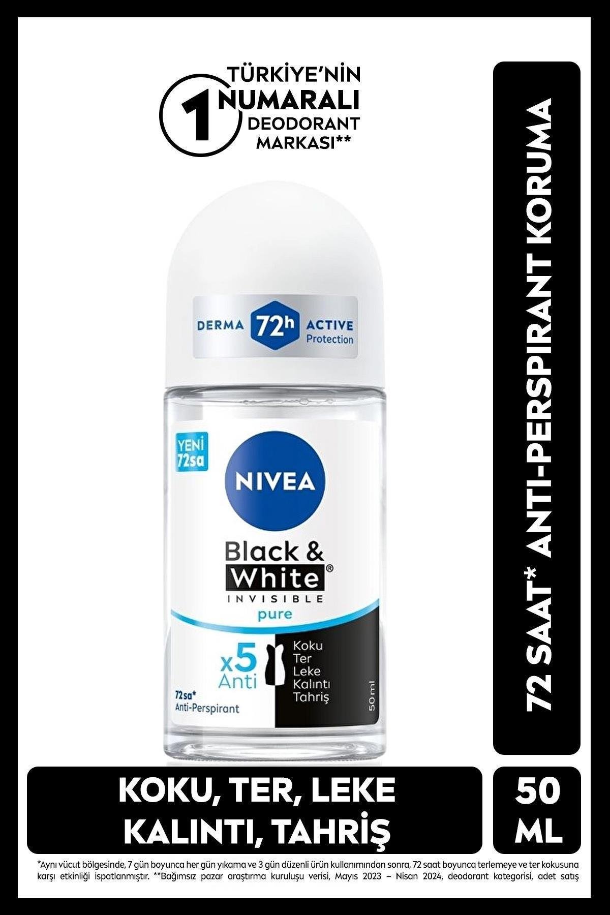 NiveaNivea Black White Invisible Pure Kadınlar İçin Roll On 50 mlNivea Invisible For Black   White Roll-On Pure 50 ml Fiyatı ve Özellikleri | Mutlufiyatlar