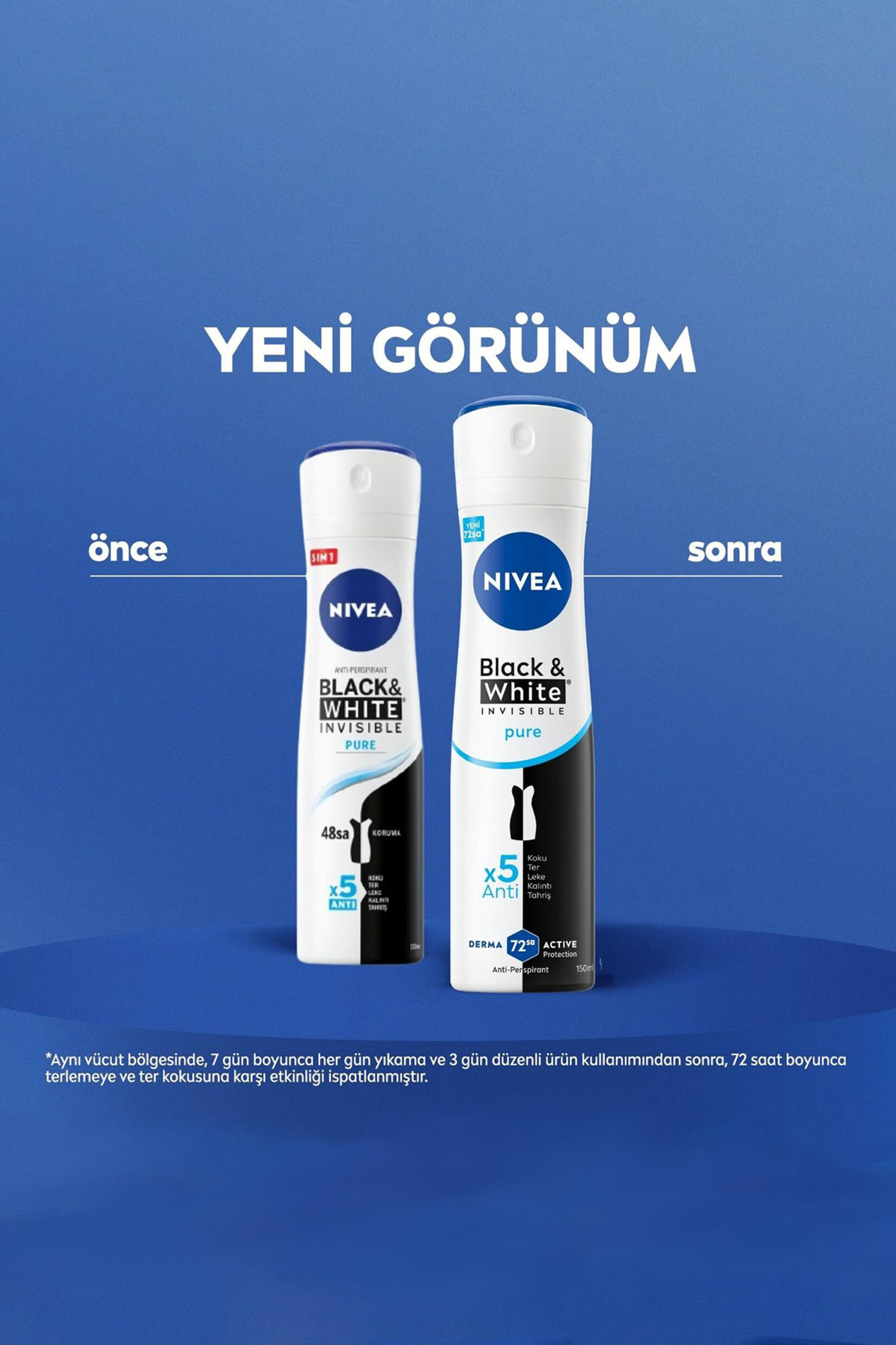 NiveaNivea Black White Invisible Pure Kadınlar İçin Deodorant 150 mlNivea Invisible for Black   White Deodorant (Pure) 150 ml Fiyatı ve Özellikleri | Mutlufiyatlar