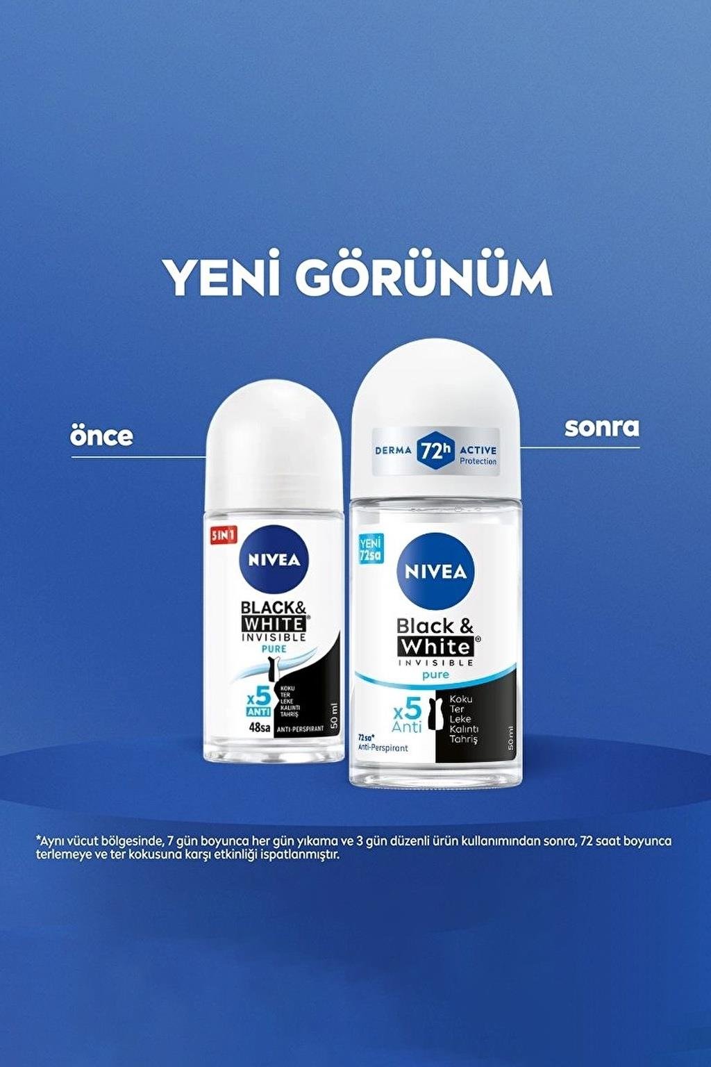 NiveaNivea Black White Invisible Pure Kadınlar İçin Roll On 50 mlNivea Invisible For Black   White Roll-On Pure 50 ml Fiyatı ve Özellikleri | Mutlufiyatlar