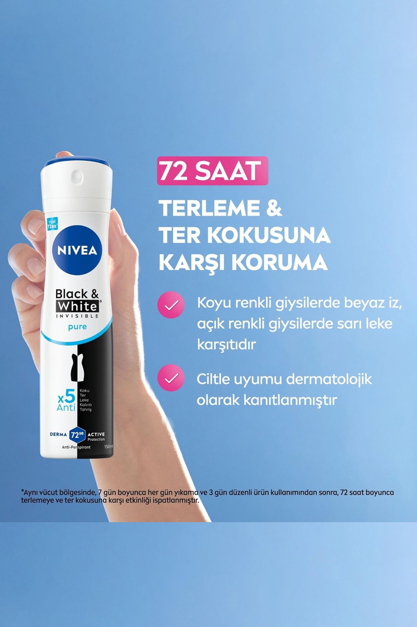 NiveaNivea Black White Invisible Pure Kadınlar İçin Deodorant 150 mlNivea Invisible for Black   White Deodorant (Pure) 150 ml Fiyatı ve Özellikleri | Mutlufiyatlar