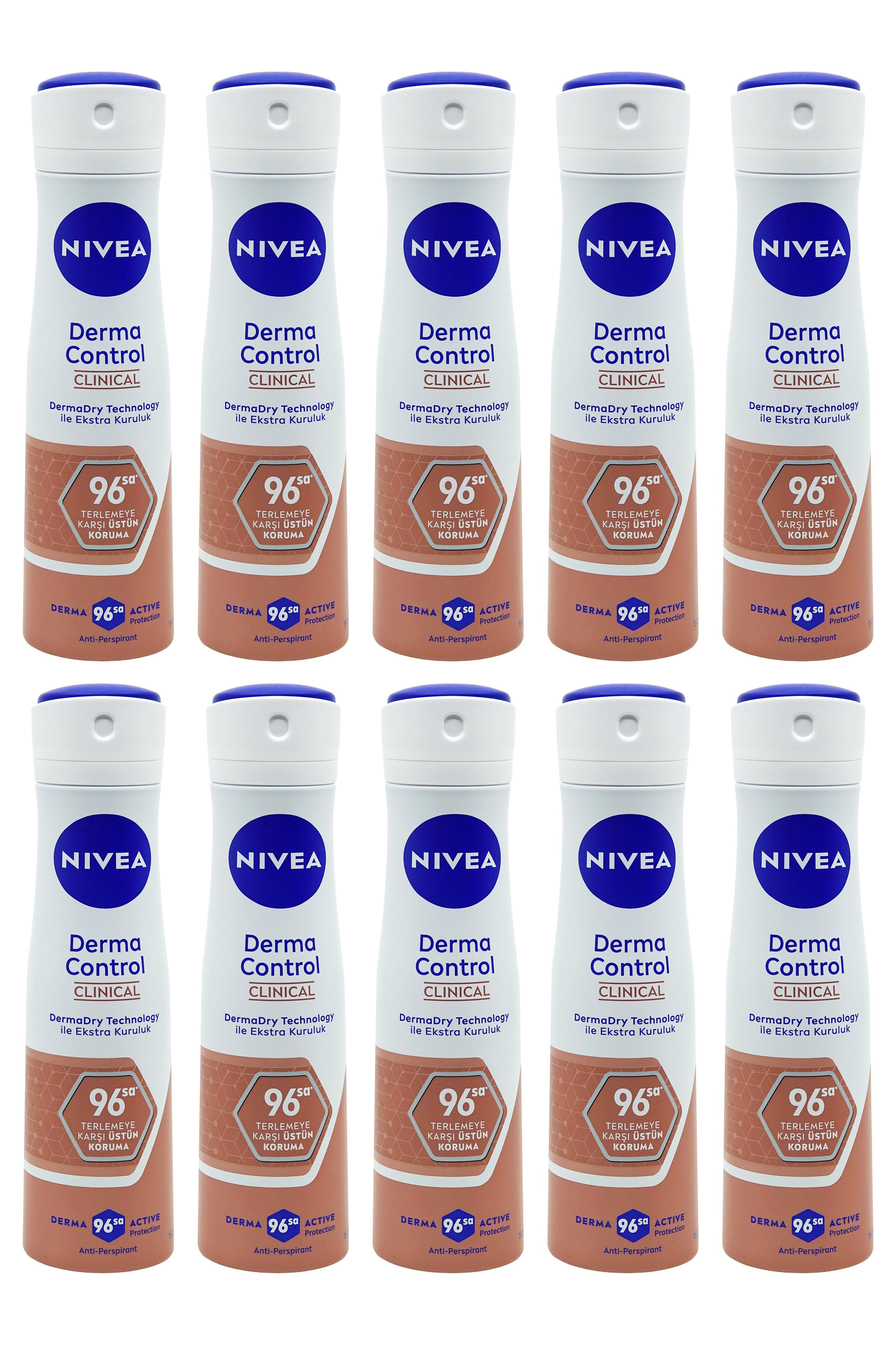 NiveaNivea Derma Control Clinical Kadınlar İçin Deodorant 150 ml 10'luNivea Derma Protect Sprey 150 ml | Cilt Dostu Güçlü Koruma