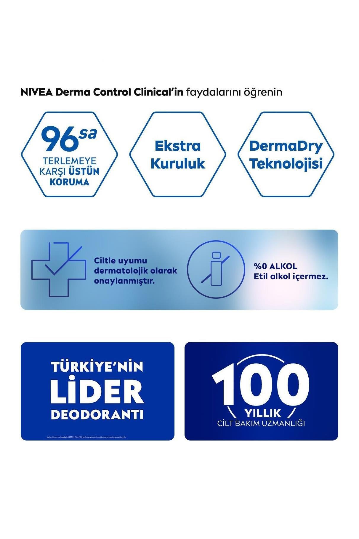 NiveaNivea Derma Control Clinical Kadınlar İçin Deodorant 150 ml 10'luNivea Derma Protect Sprey 150 ml | Cilt Dostu Güçlü Koruma