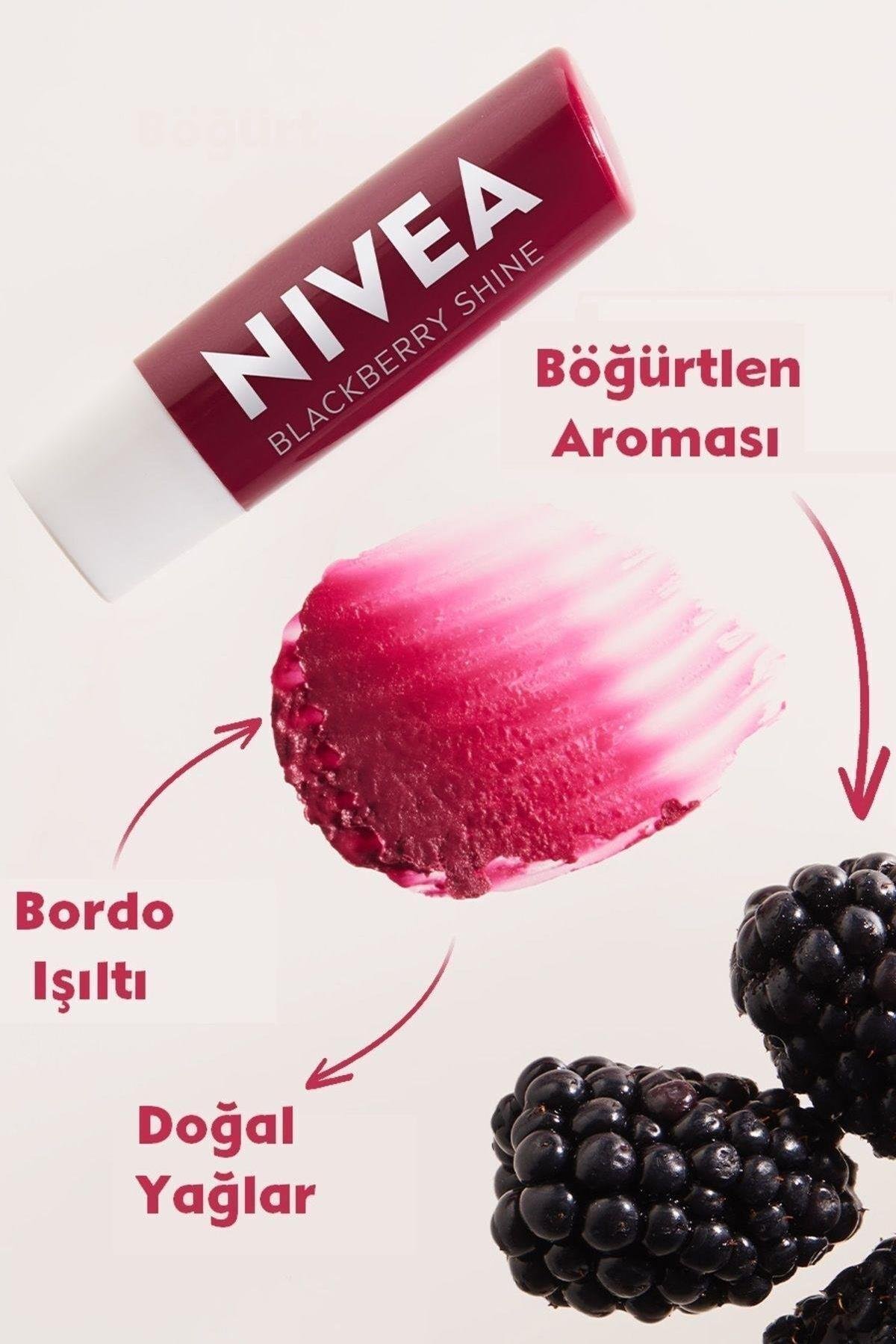 NiveaNivea Dudak Bakım Kremi Black Berry Böğürtlen Aromalı 4.8 grNivea Bakım Yapan Dudak Bakım Kremi Black Berry 4,8 gr Fiyatı ve Özellikleri | Mutlufiyatlar