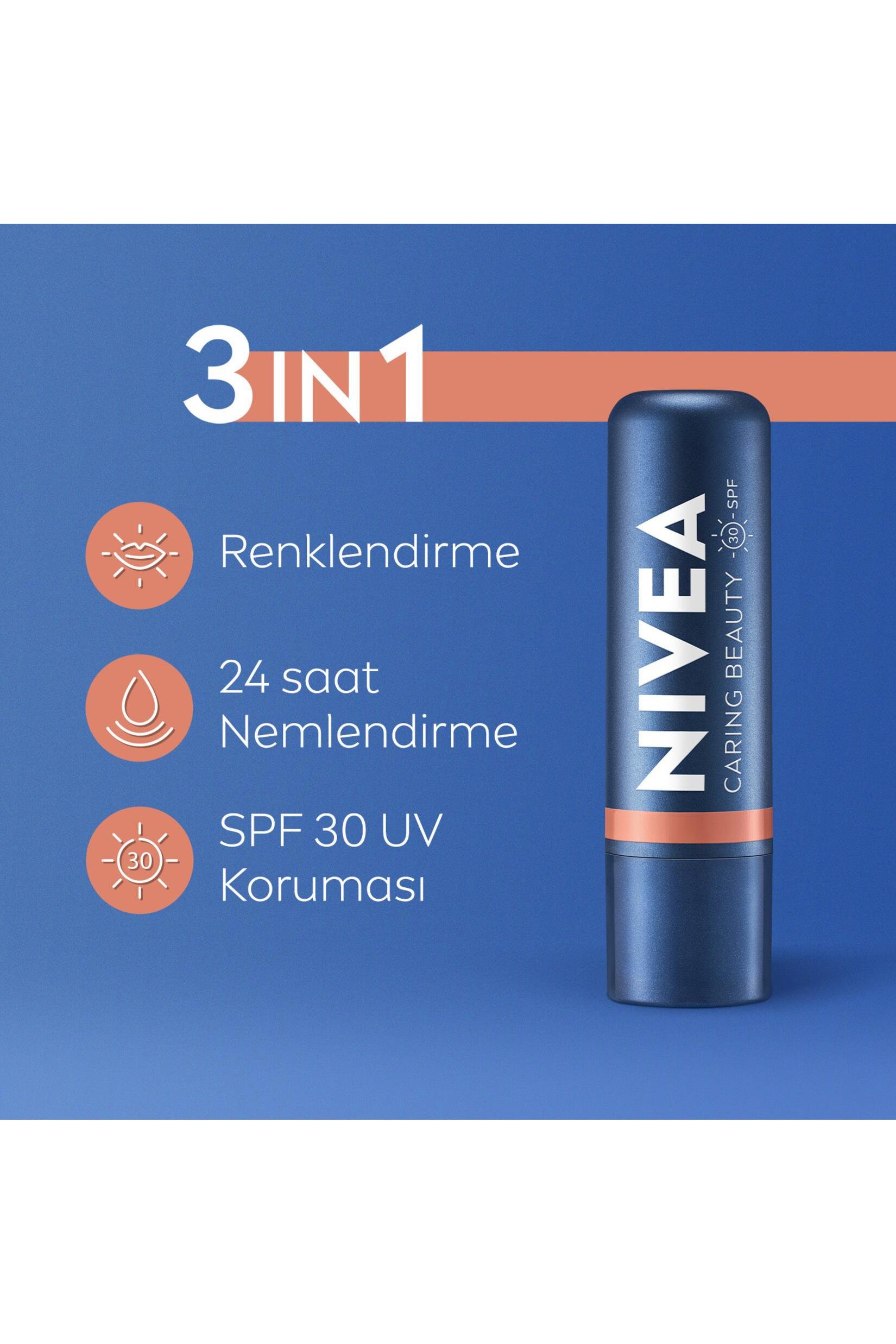 NiveaNivea Dudak Bakım Kremi Caring Beauty Nude SPF 30 4.8 grNivea Lip Cheek Caring Nude Fiyatı ve Özellikleri | Mutlufiyatlar