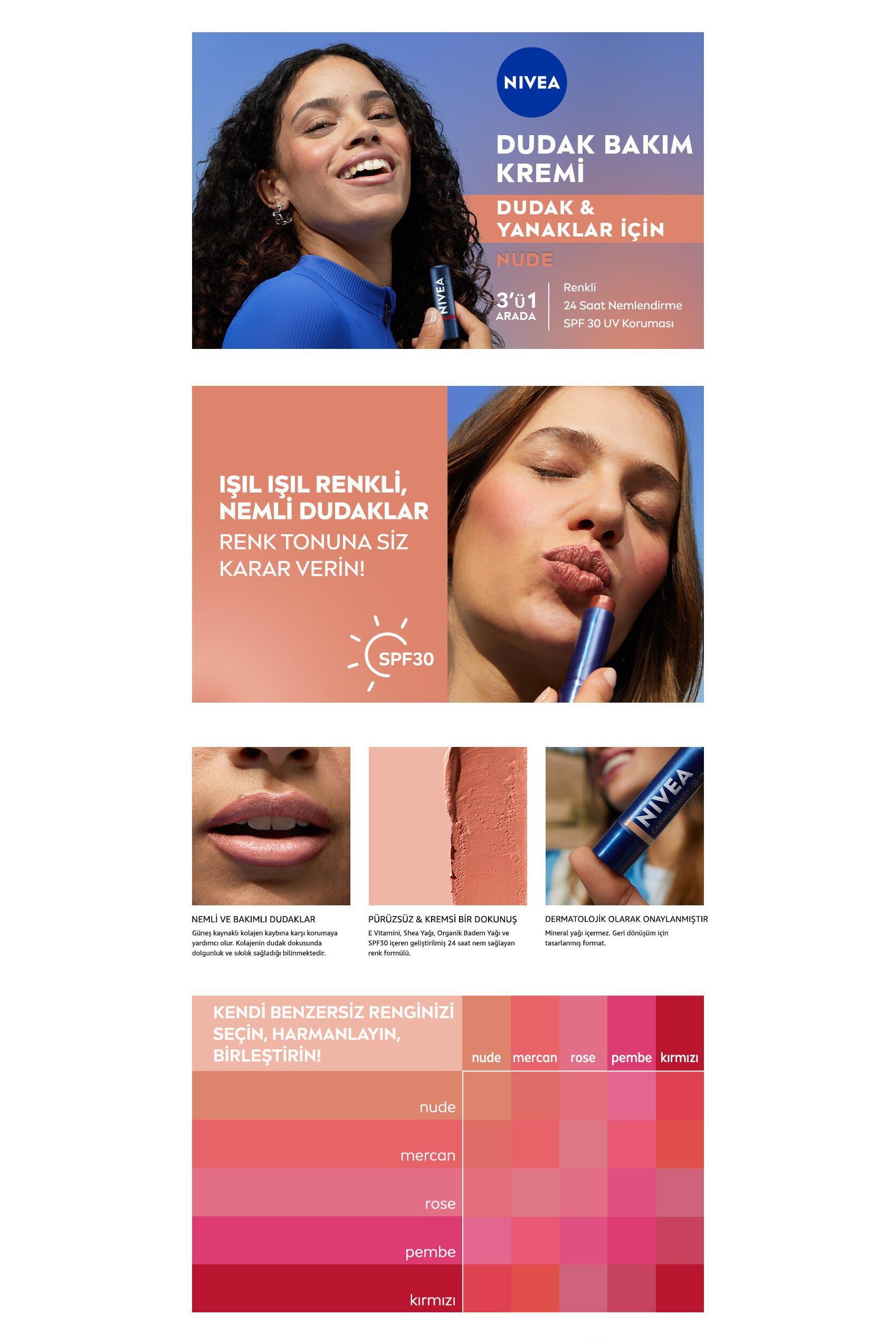 NiveaNivea Dudak Bakım Kremi Caring Beauty Nude SPF 30 4.8 grNivea Lip Cheek Caring Nude Fiyatı ve Özellikleri | Mutlufiyatlar