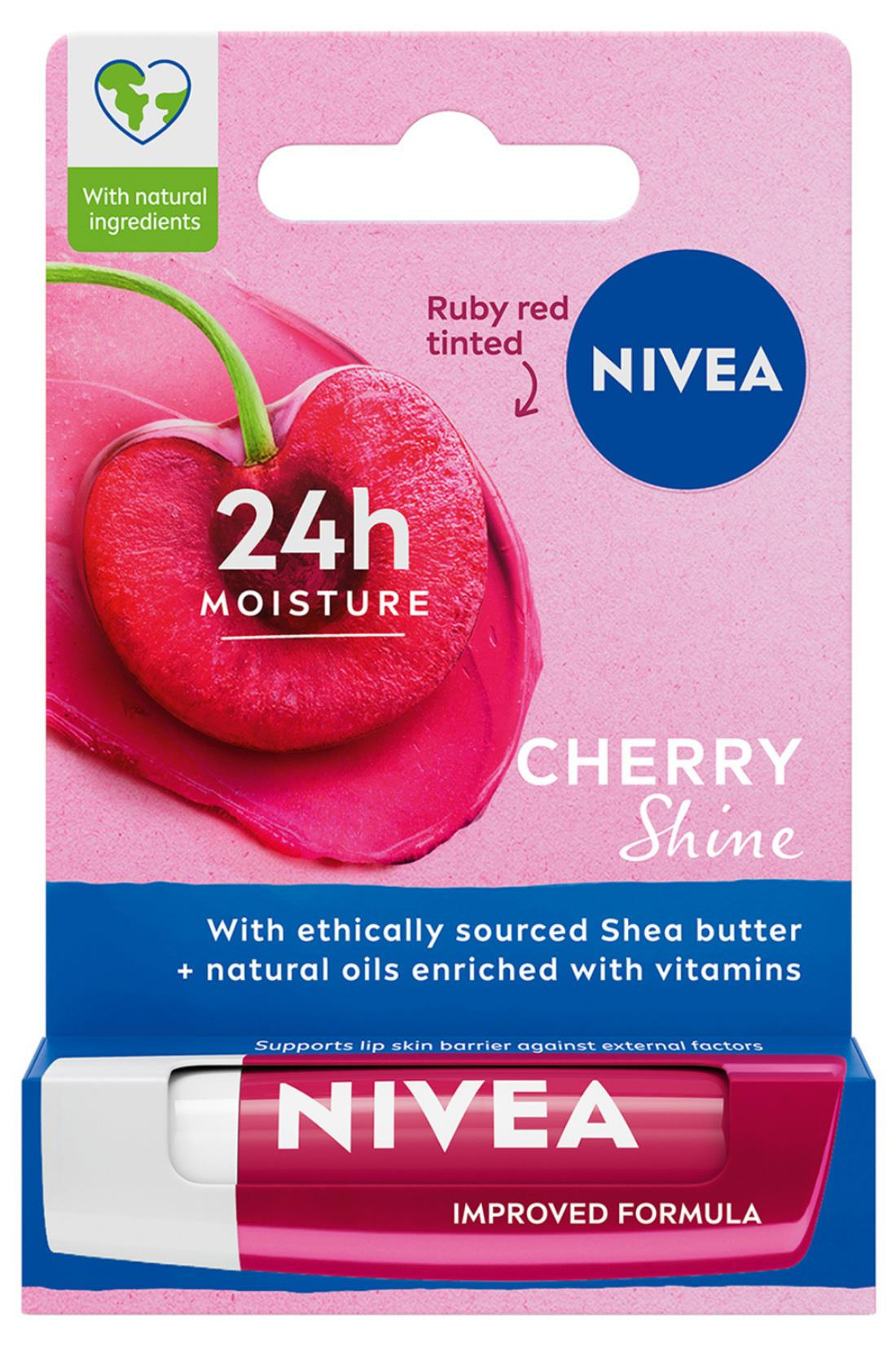 NiveaNivea Dudak Bakım Kremi Cherry Shine Kiraz Aromalı 4.8 grNivea Lip Stick Kiraz 24 Saat Nem Fiyatı ve Özellikleri | Mutlufiyatlar