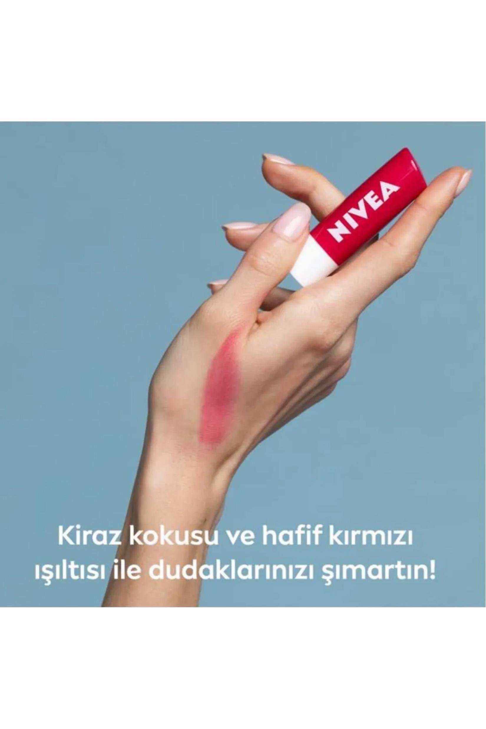 NiveaNivea Dudak Bakım Kremi Cherry Shine Kiraz Aromalı 4.8 grNivea Lip Stick Kiraz 24 Saat Nem Fiyatı ve Özellikleri | Mutlufiyatlar