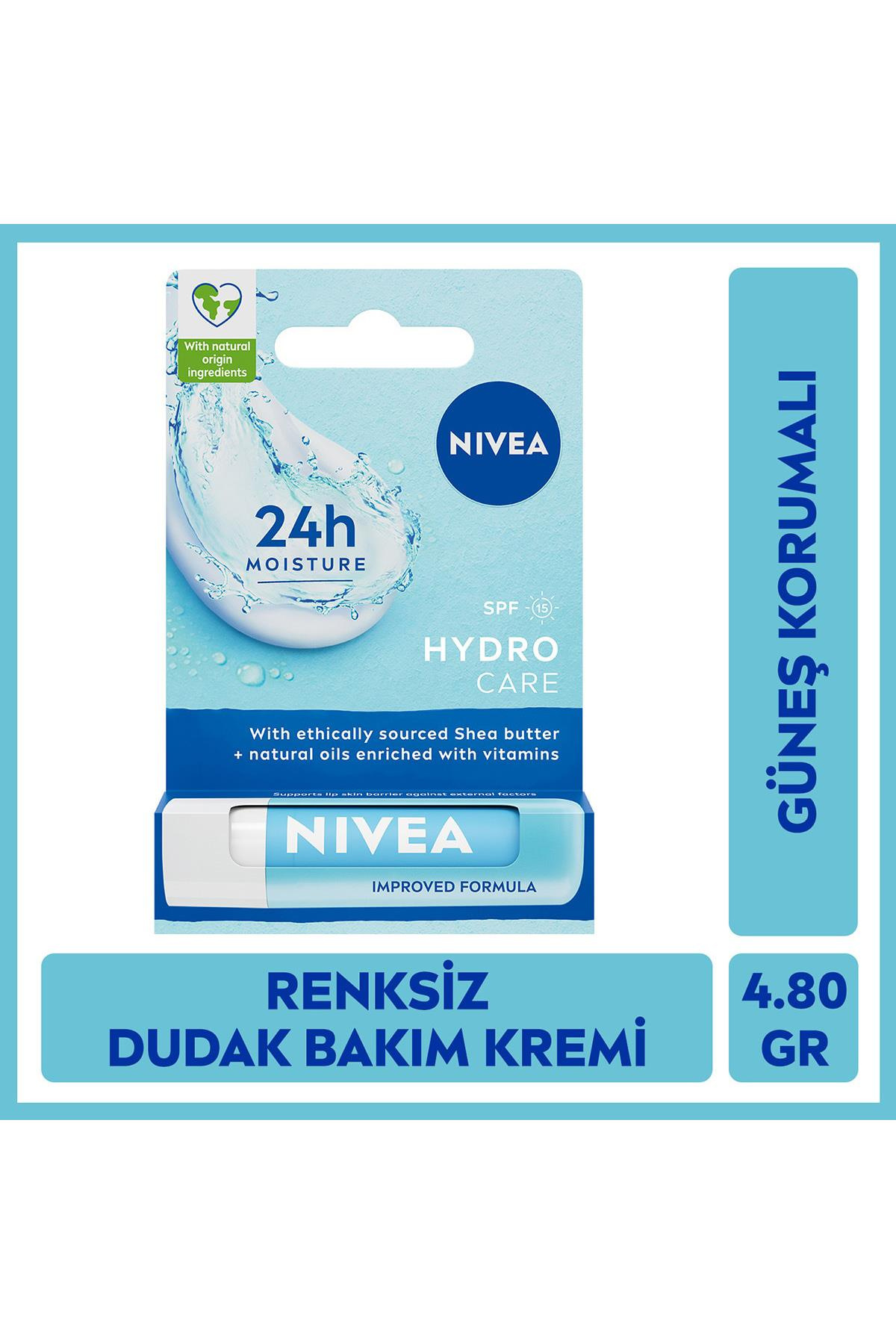 NiveaNivea Dudak Bakım Kremi Hydro Care SPF 15 4.8 grNivea Lip Stick Hydro Care SPF15 24 Saat Nem Fiyatı ve Özellikleri | Mutlufiyatlar