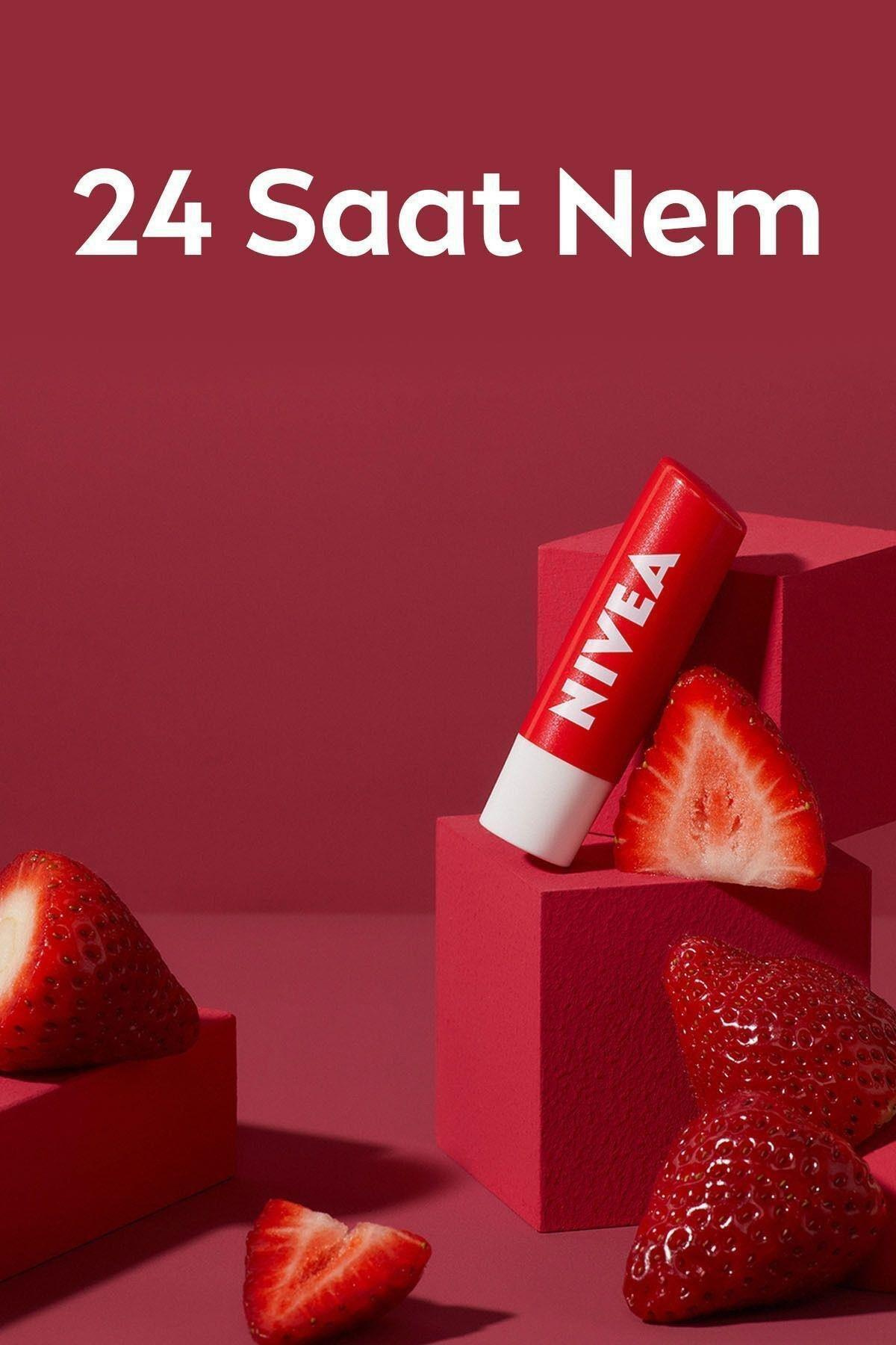 NiveaNivea Dudak Bakım Kremi Straw Berry Shine Çilek Aromalı 4.8 gr 10'luNivea Lip Stick Çilek 24 Saat Nem Fiyatı ve Özellikleri | Mutlufiyatlar