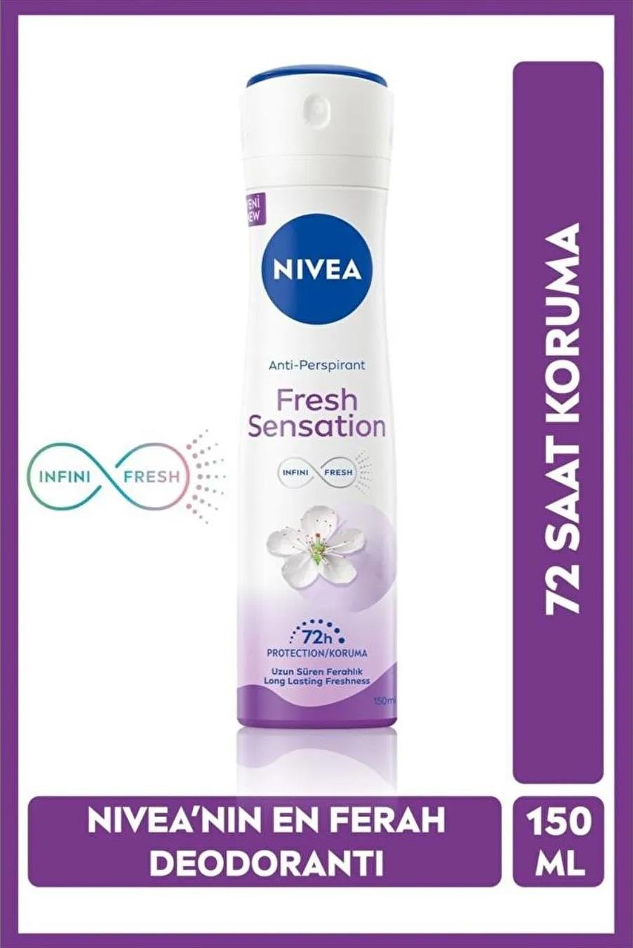 NiveaNivea Fresh Sensation Kadınlar İçin Deodorant 150 ml Nivea Sprey Deodorant Fresh Sensation 150 ml | 72 Saat Etki