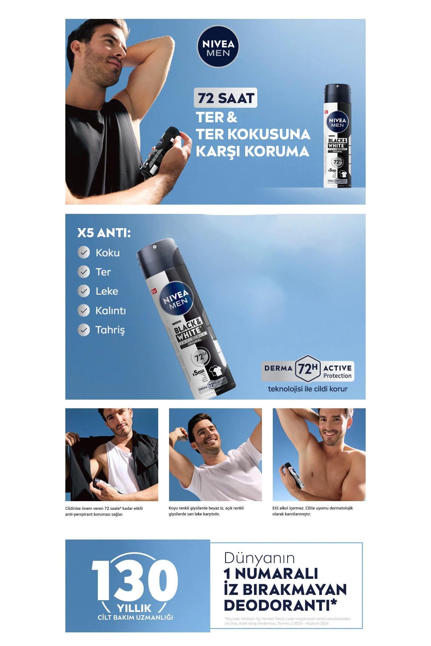 NiveaNivea Men Black White Invisible Original Erkekler İçin Deodorant 150 mlNivea Invisible For Black   White Orijinal Deodorant For Men 150 ml Fiyatı ve Özellikleri | Mutlufiyatlar