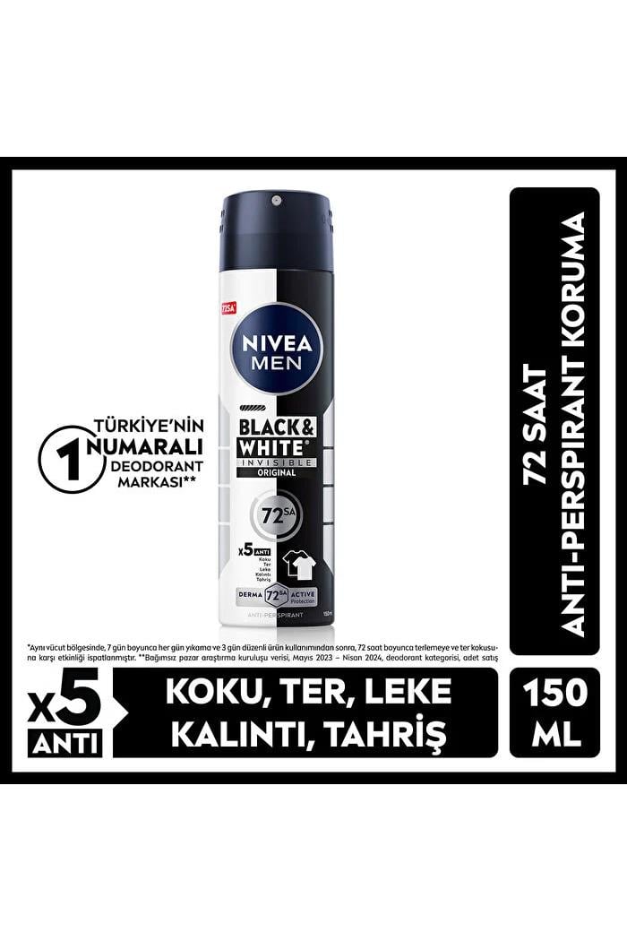 NiveaNivea Men Black White Invisible Original Erkekler İçin Deodorant 150 mlNivea Invisible For Black   White Orijinal Deodorant For Men 150 ml Fiyatı ve Özellikleri | Mutlufiyatlar