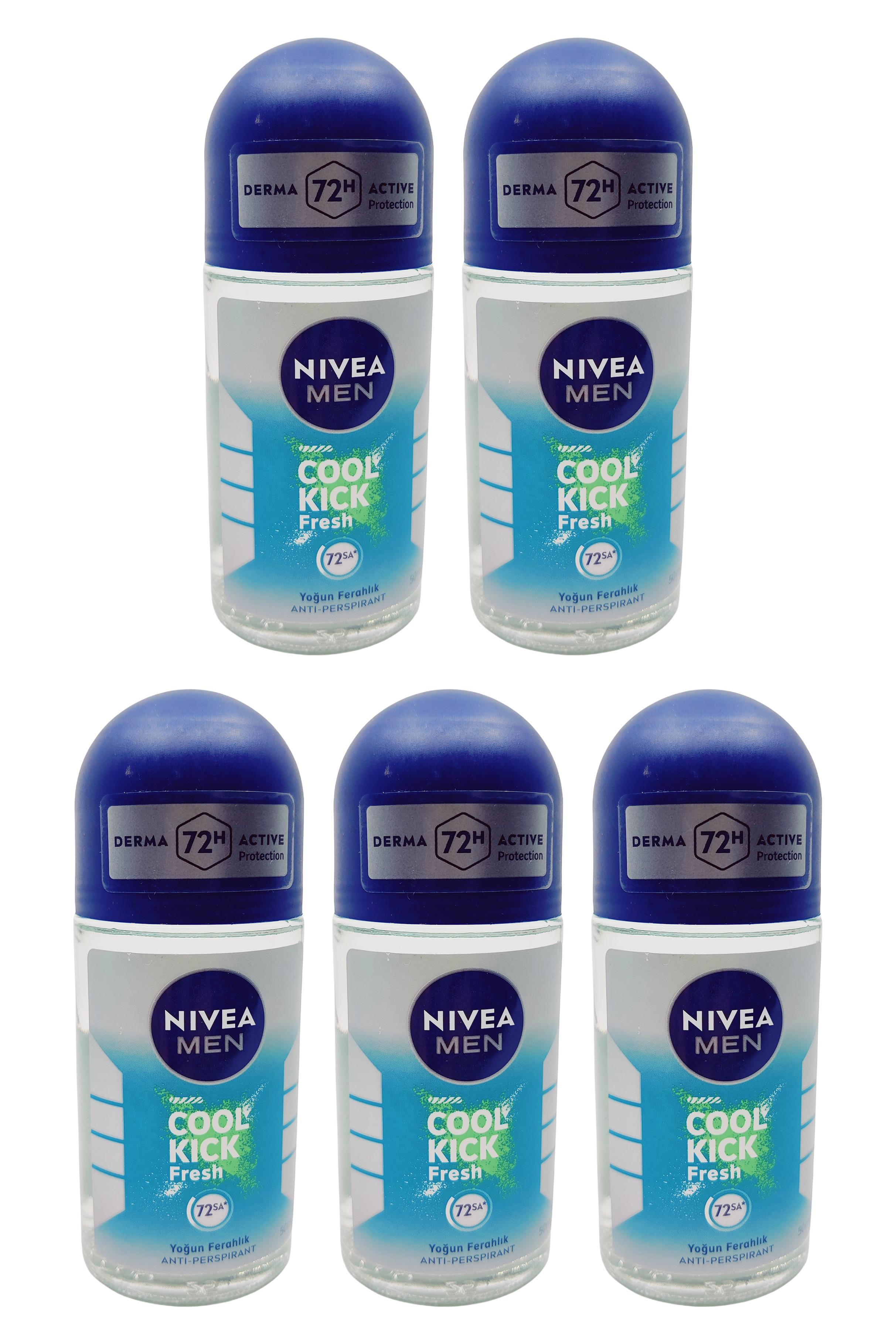 NiveaNivea Men Cool Kick Fresh Erkekler İçin  Roll-on 50 ml 5'liNivea Men Cool Kick Roll-on 50 ml | 48 Saat Ferah Koruma