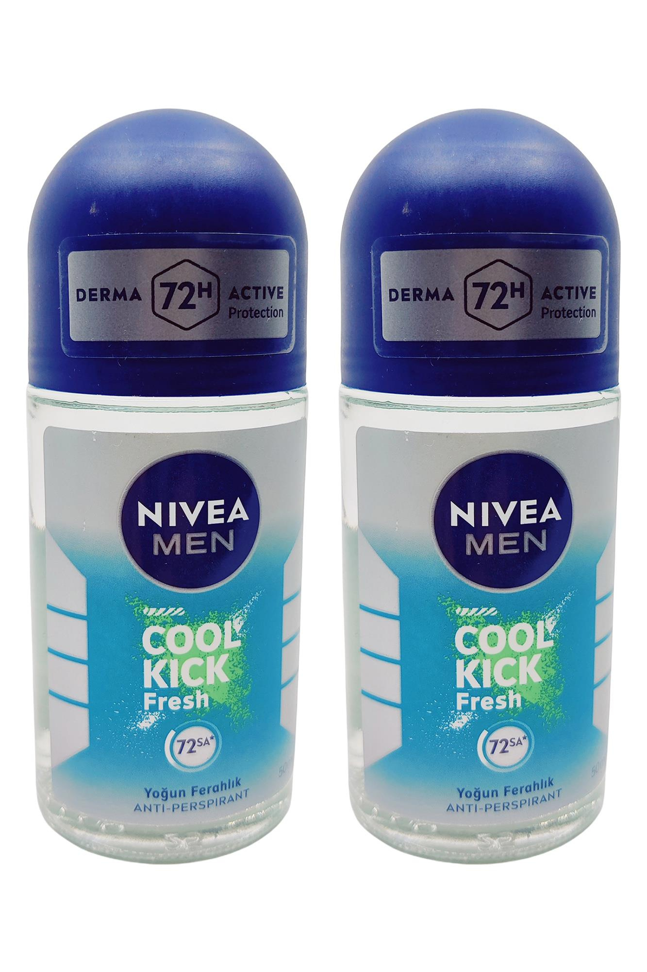 NiveaNivea Men Cool Kick Fresh Erkekler İçin  Roll-on 50 ml 2'liNivea Men Cool Kick Roll-on 50 ml | 48 Saat Ferah Koruma