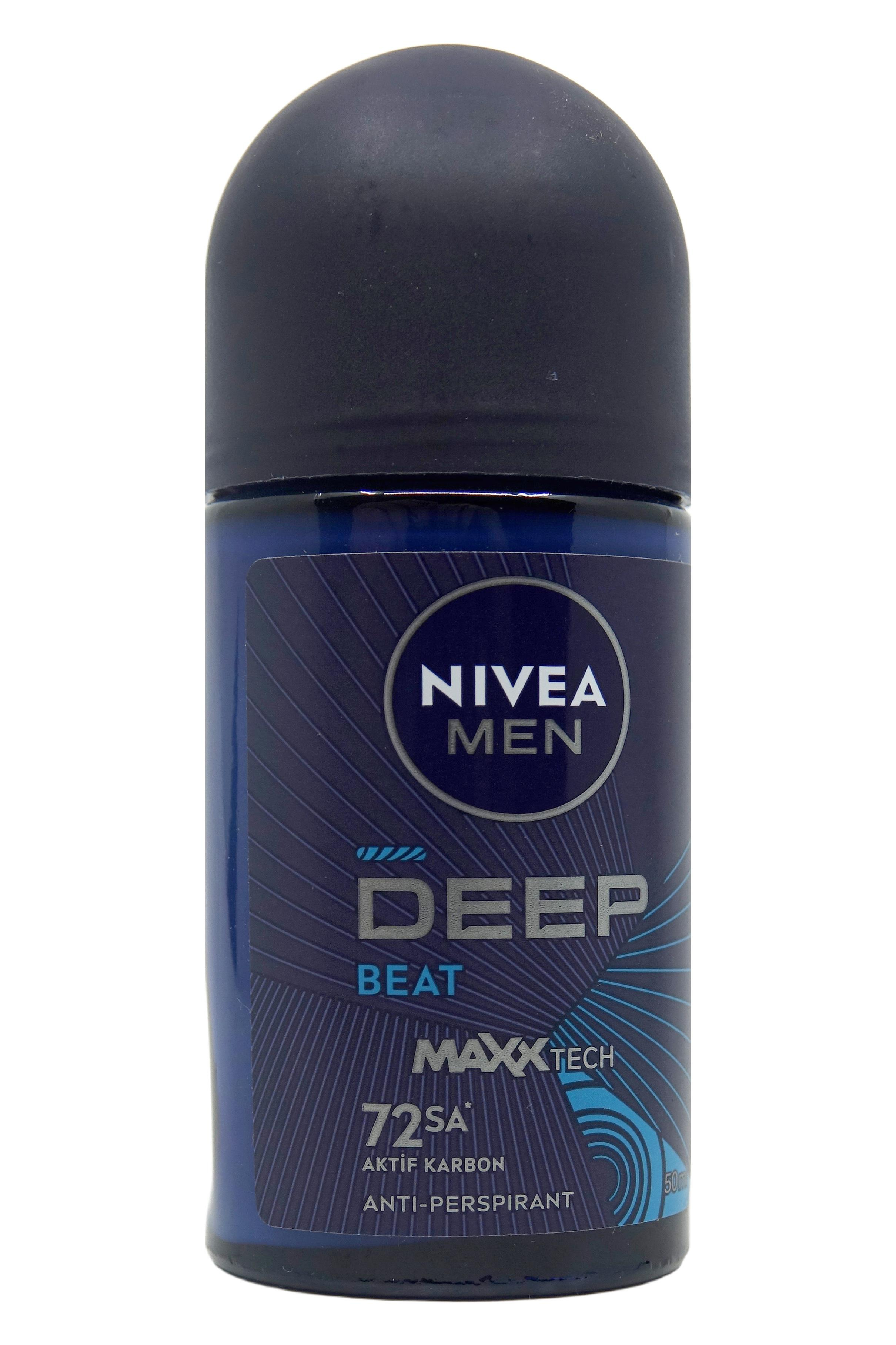 NiveaNivea Men Deep Beat Erkek Roll-on Deodorant Aktif Karbon 50 mlNivea Men Deep Beat Roll-on 50 ml | 72 Saat Ter Koruması
