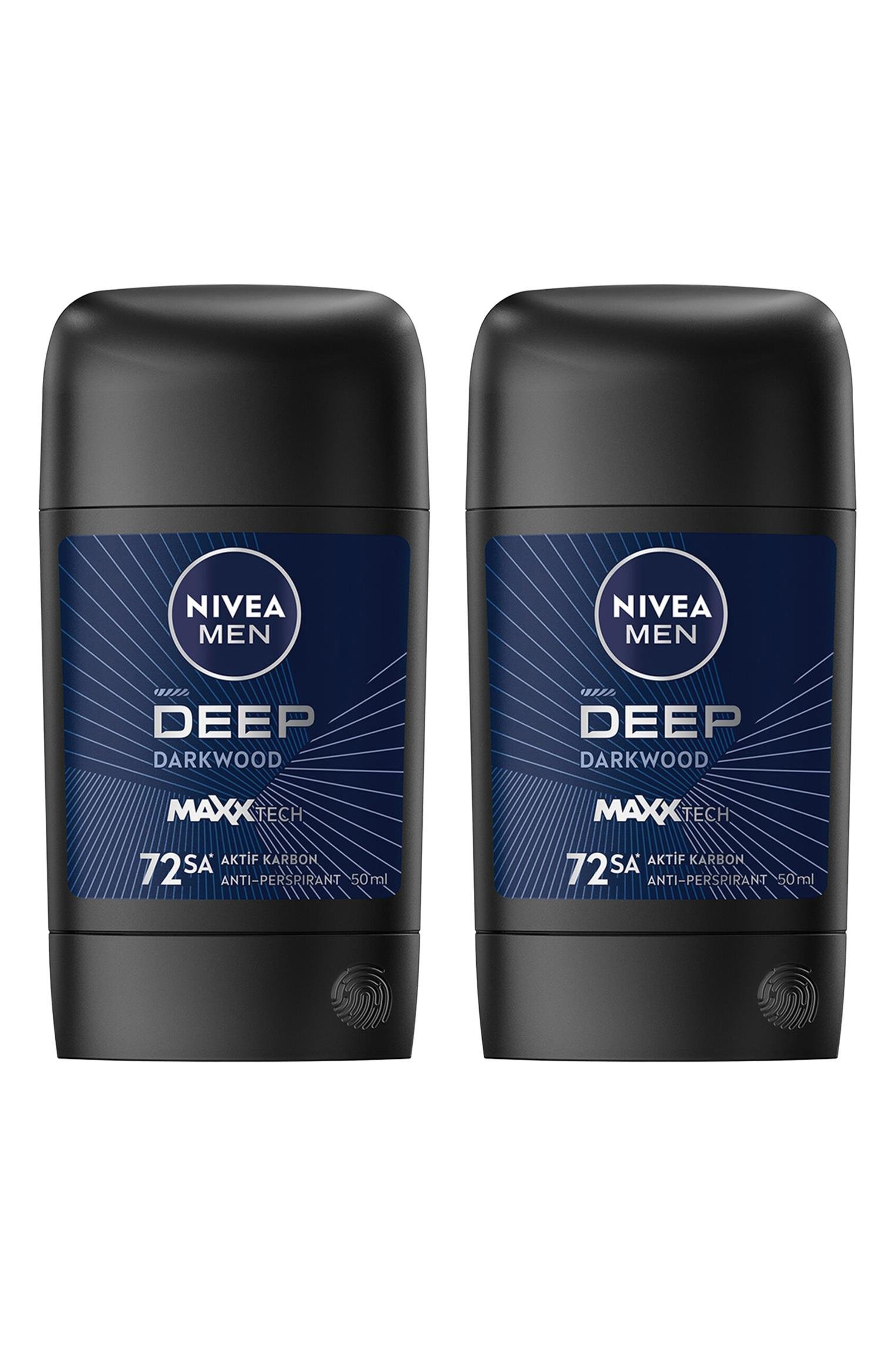 NiveaNivea Men Deep Darkwood Erkekler İçin Stick Deodorant 50 ml 2'liNivea Men Deep Dimension Stick 50 ml | Aktif Karbon Gücü