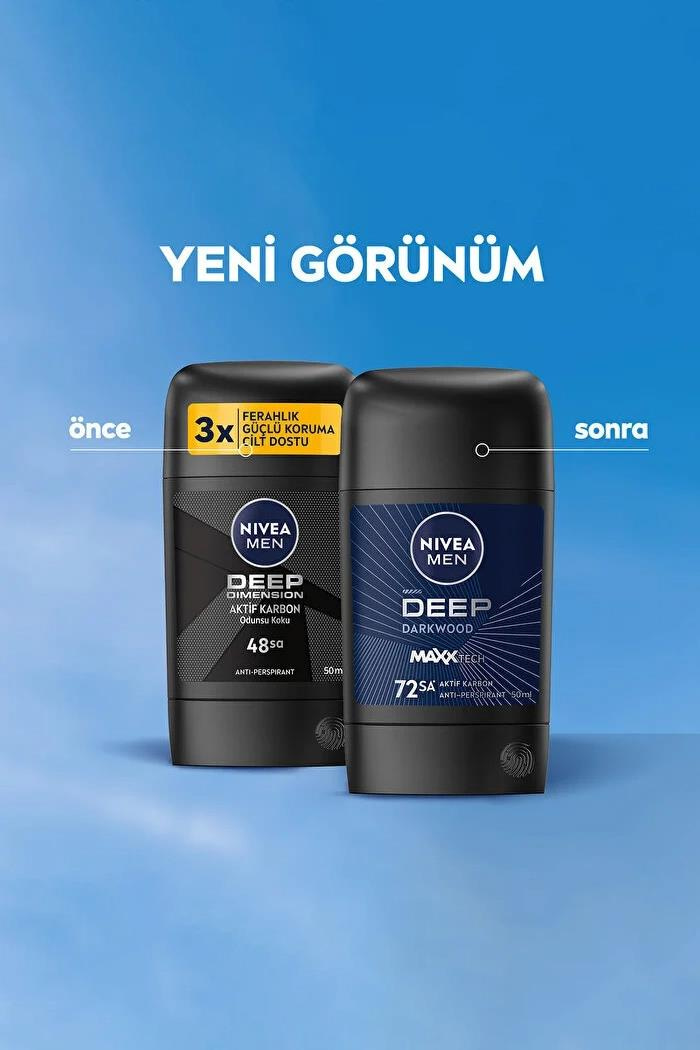 NiveaNivea Men Deep Darkwood Erkekler İçin Stick Deodorant 50 mlNivea Men Deep Dimension Stick 50 ml | Aktif Karbon Gücü