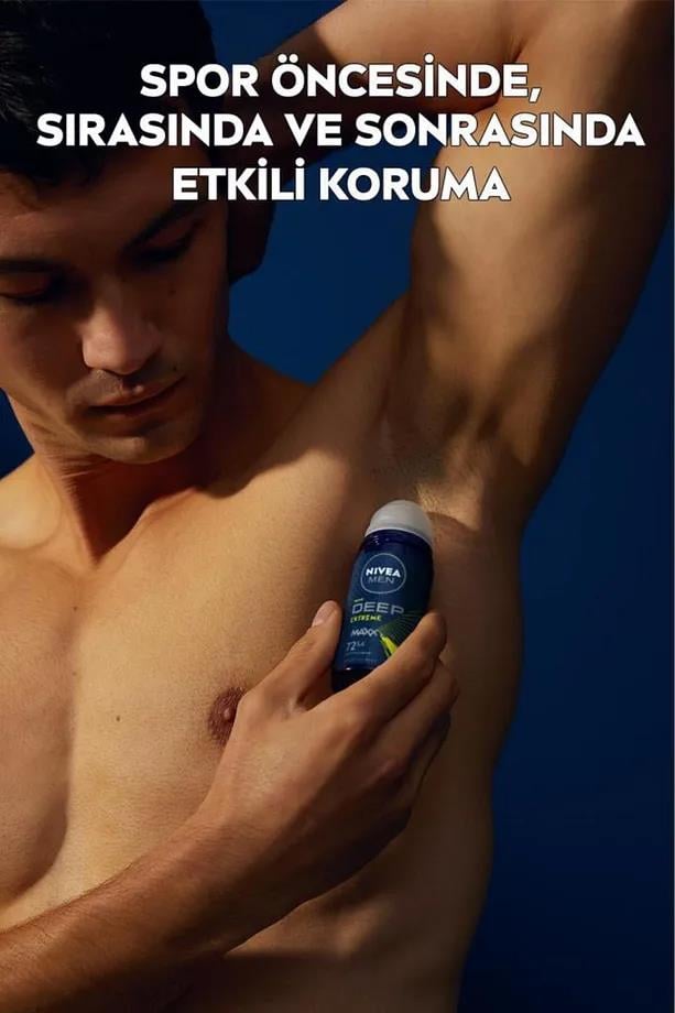 NiveaNivea Men Erkek Roll-on Deodorant Deep Extreme 50ml, 72 Saat Anti-perspirant Ter Koruma, Yeni EnerjiNivea Deep Extreme Roll-on 50 ml | 72 Saat Enerjik Koruma