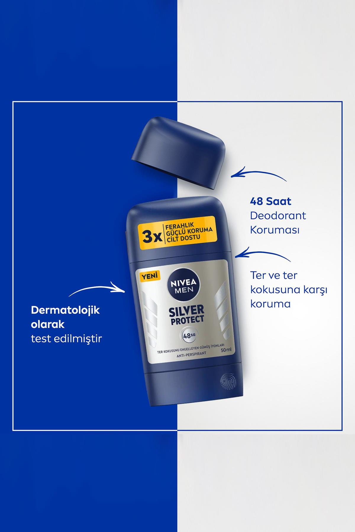 NiveaNIVEA Men Silver Protect Erkekler İçin Stick Deodorant 50 mlNivea Men Silver Protect Stick Deodorant 50 ml Fiyatı ve Özellikleri | Mutlufiyatlar