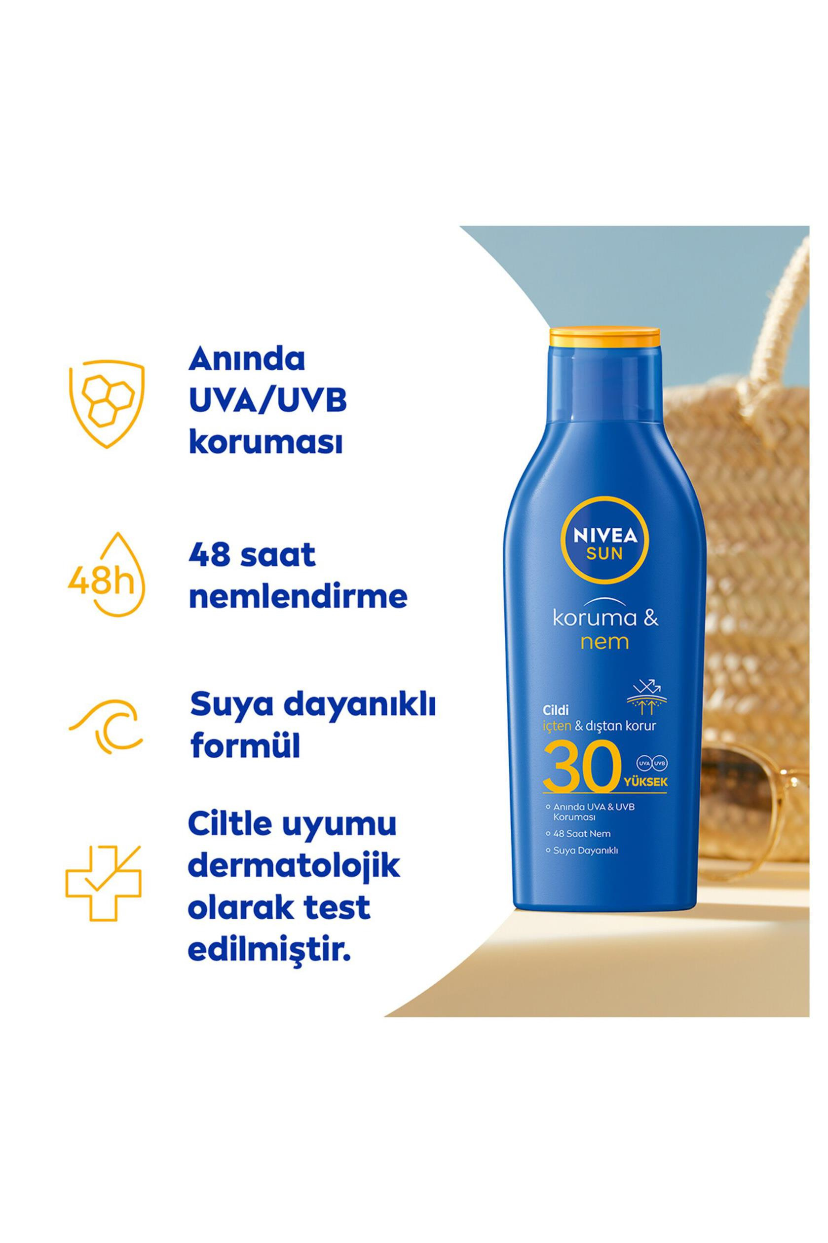 NiveaNivea Sun Koruma Nem Nemlendirici Güneş Sütü SPF 30 200 mlNivea Sun Koruma   Nem Nemlendirici Güneş Sütü SPF30 200 ml Fiyatı ve Özellikleri | Mutlufiyatlar