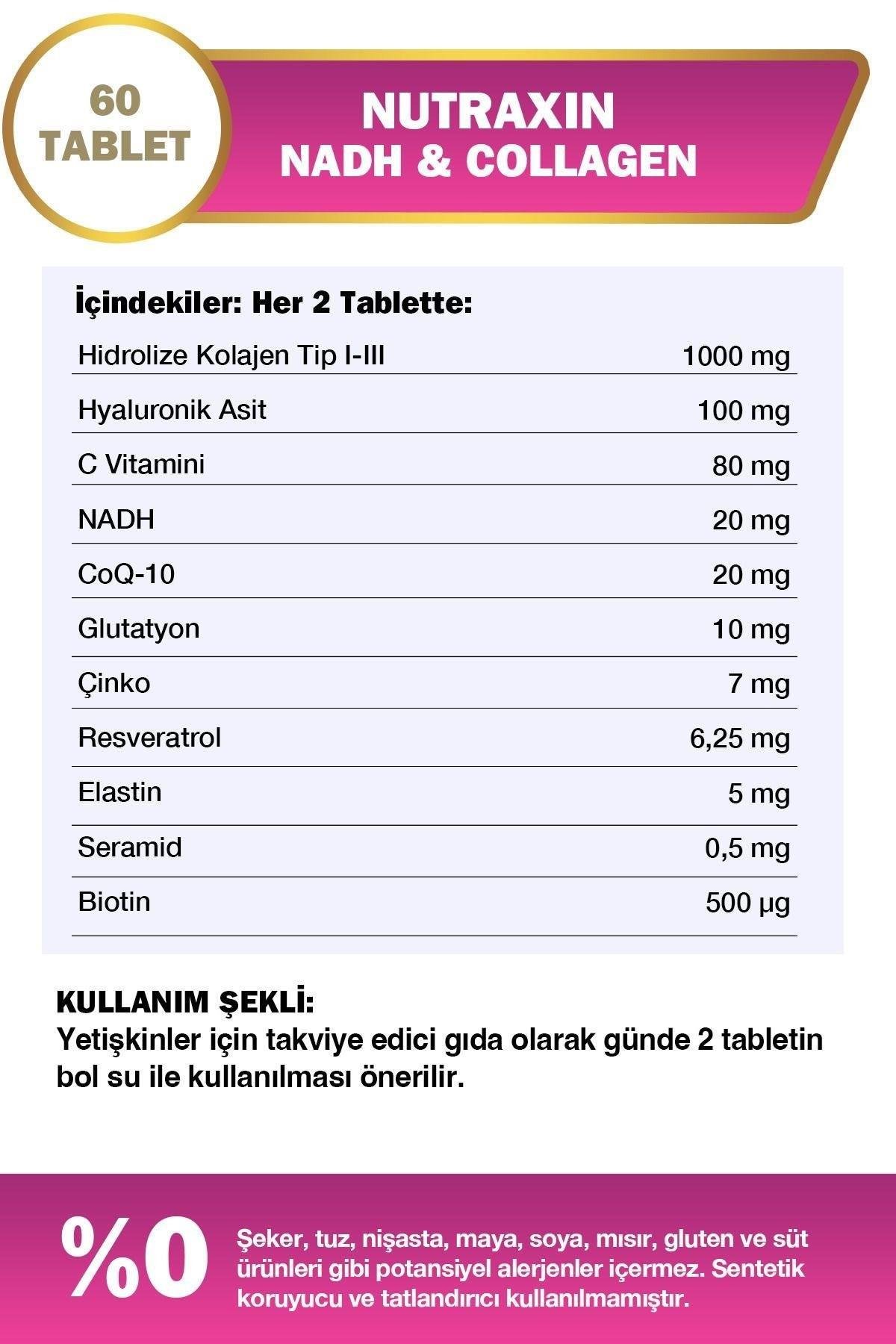 NutraxinNutraxin Nadh Collagen Collagen Takviye Edici Gıda 60 TabletNutraxin NADH   Collagen 60 Tablet Fiyatı ve Özellikleri | Mutlufiyatlar