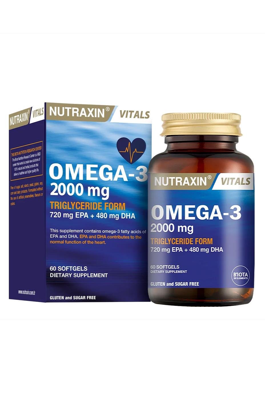 NutraxinNutraxin Omega-3 Balık yağı 2000 mg 60 KapsülNutraxin Omega-3 2000 mg 60 Kapsül Fiyatı ve Özellikleri | Mutlufiyatlar