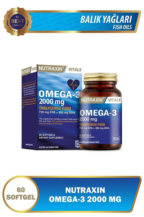 NutraxinNutraxin Omega-3 Balık yağı 2000 mg 60 KapsülNutraxin Omega-3 2000 mg 60 Kapsül Fiyatı ve Özellikleri | Mutlufiyatlar