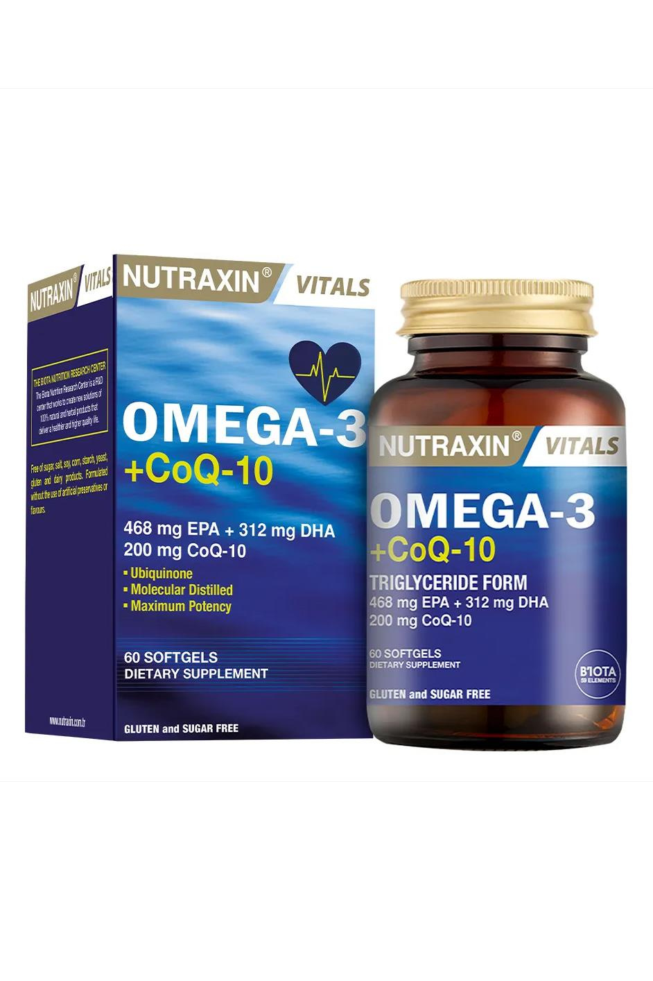 NutraxinNutraxin Vitals Omega-3 + CoQ-10 60 SoftgelNutraxin Vitals Omega-3 + Co-Q10 60 Softgel Fiyatı ve Özellikleri | Mutlufiyatlar