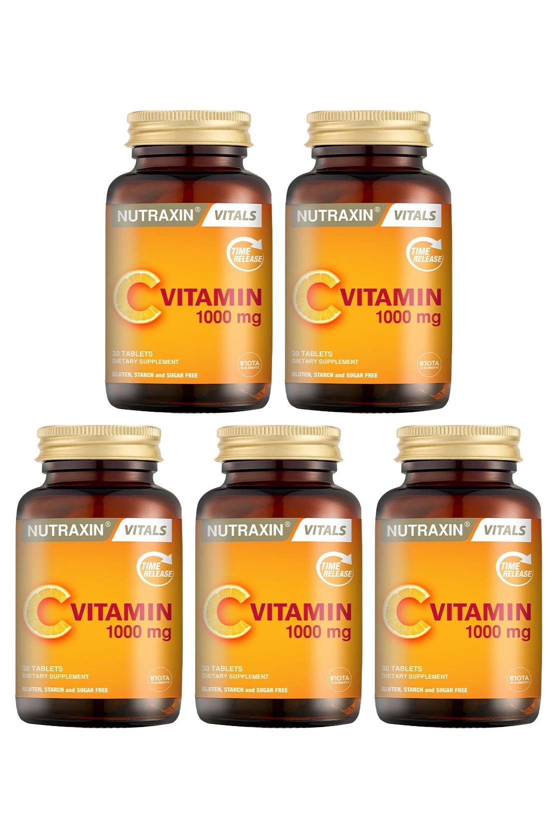 NutraxinNutraxin Vitamin C 1000 mg Takviye Edici Gıda 30 Tablet 5'liNutraxin Vitamin C 1000 mg 30 Tablet Fiyatı ve Özellikleri | Mutlufiyatlar