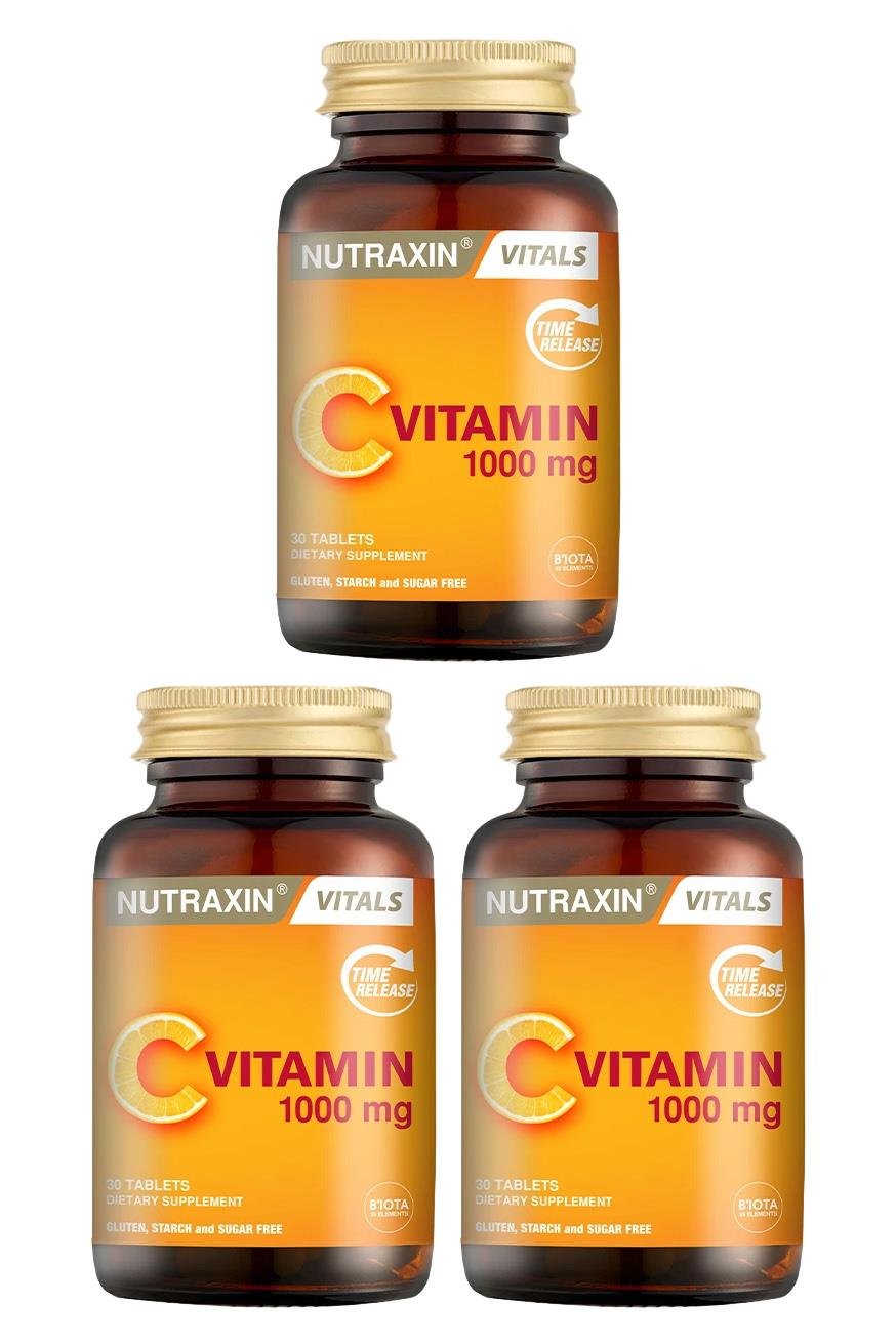 NutraxinNutraxin Vitamin C 1000 mg Takviye Edici Gıda 30 Tablet 3'lüNutraxin Vitamin C 1000 mg 30 Tablet Fiyatı ve Özellikleri | Mutlufiyatlar
