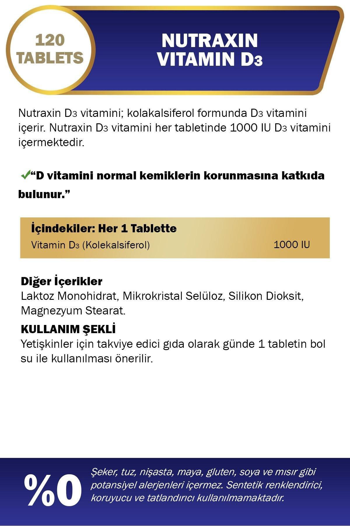 NutraxinNutraxin Vitamin D3 1000 IU 120 TabletNutraxin Vitamin D3 1000 IU 120 Tablet Fiyatı ve Özellikleri | Mutlufiyatlar