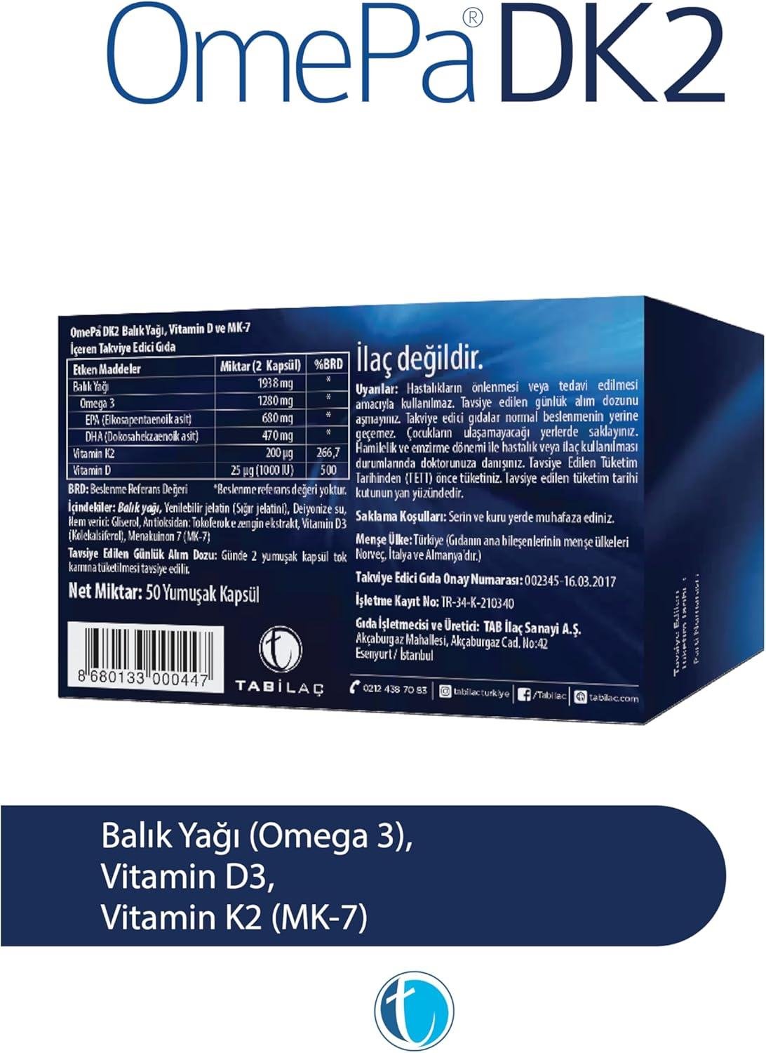 OmepaOmepa DK2 Omega 3   Vitamin D   Menaq7 50 Yumuşak Kapsül - 3 Al 2 ÖdeOmepa DK2 Omega 3   Vitamin D   Menaq7 50 Yumuşak Kapsül - 3 Al 2 Öde Fiyatı ve Özellikleri | Mutlufiyatlar