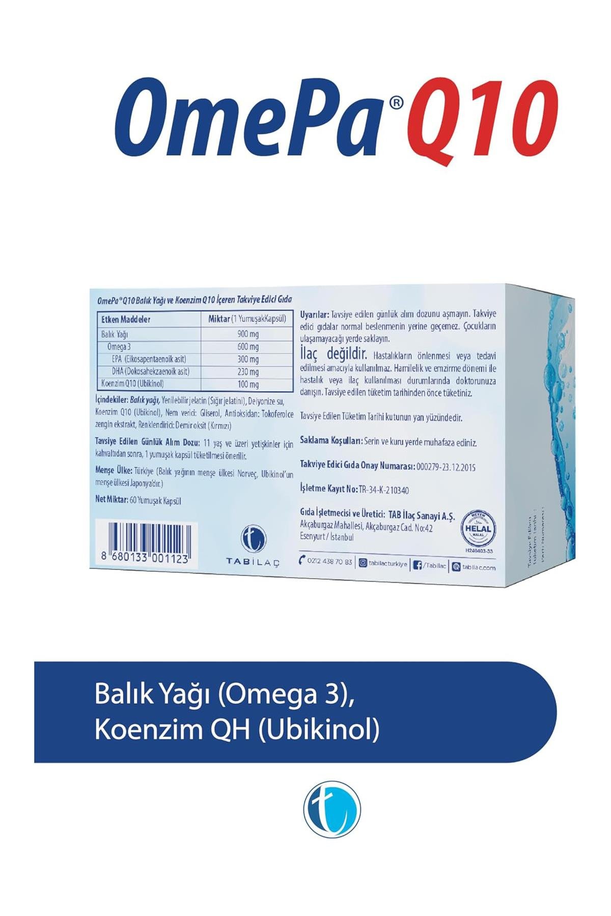 OmepaOmepa Q10 Omega 3 Ubikinol 60 KapsülOmepa-Q10 60 Kapsül Fiyatı ve Özellikleri | Mutlufiyatlar
