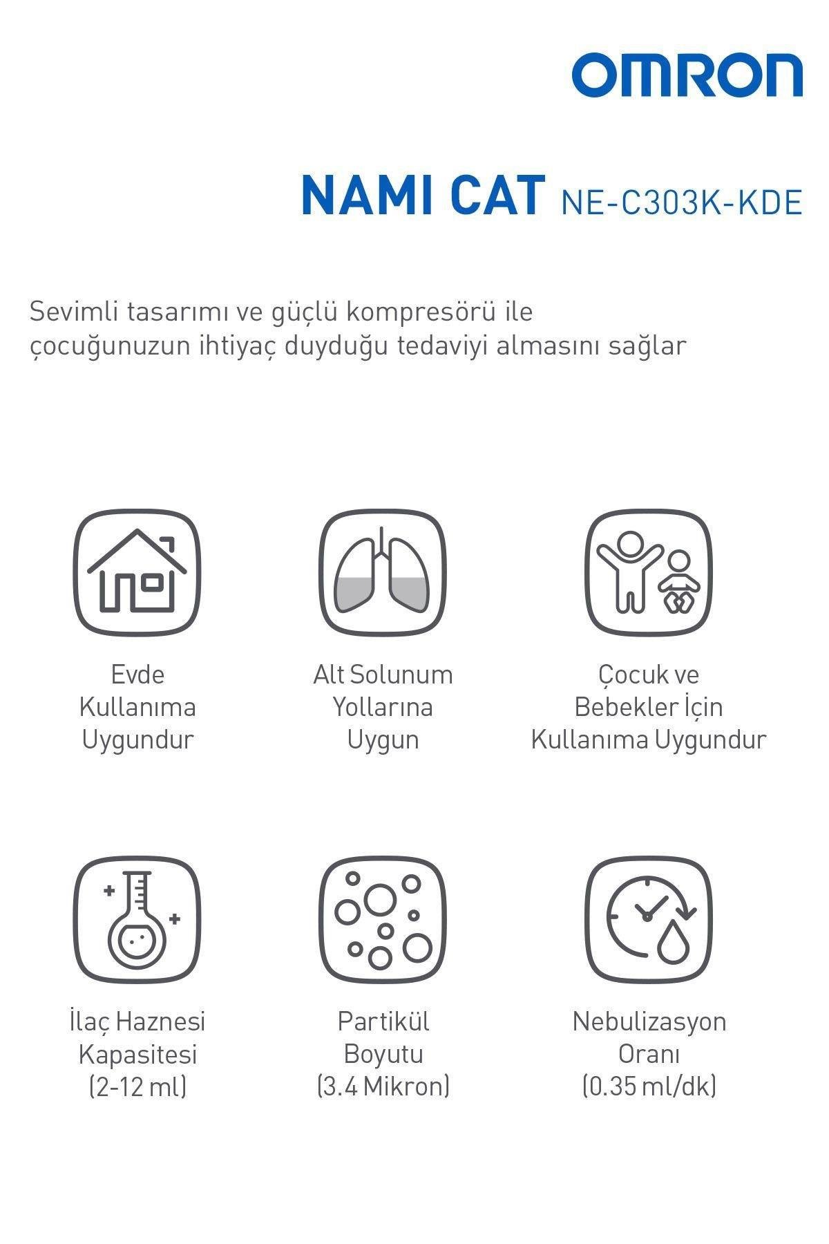 OmronOmron Nami Cat Çocuklara Uygun Sevimli Nebulizatör NE-C303K-KDEOmron Nami Cat Compressor Nebülizatör Fiyatı ve Özellikleri | Mutlufiyatlar