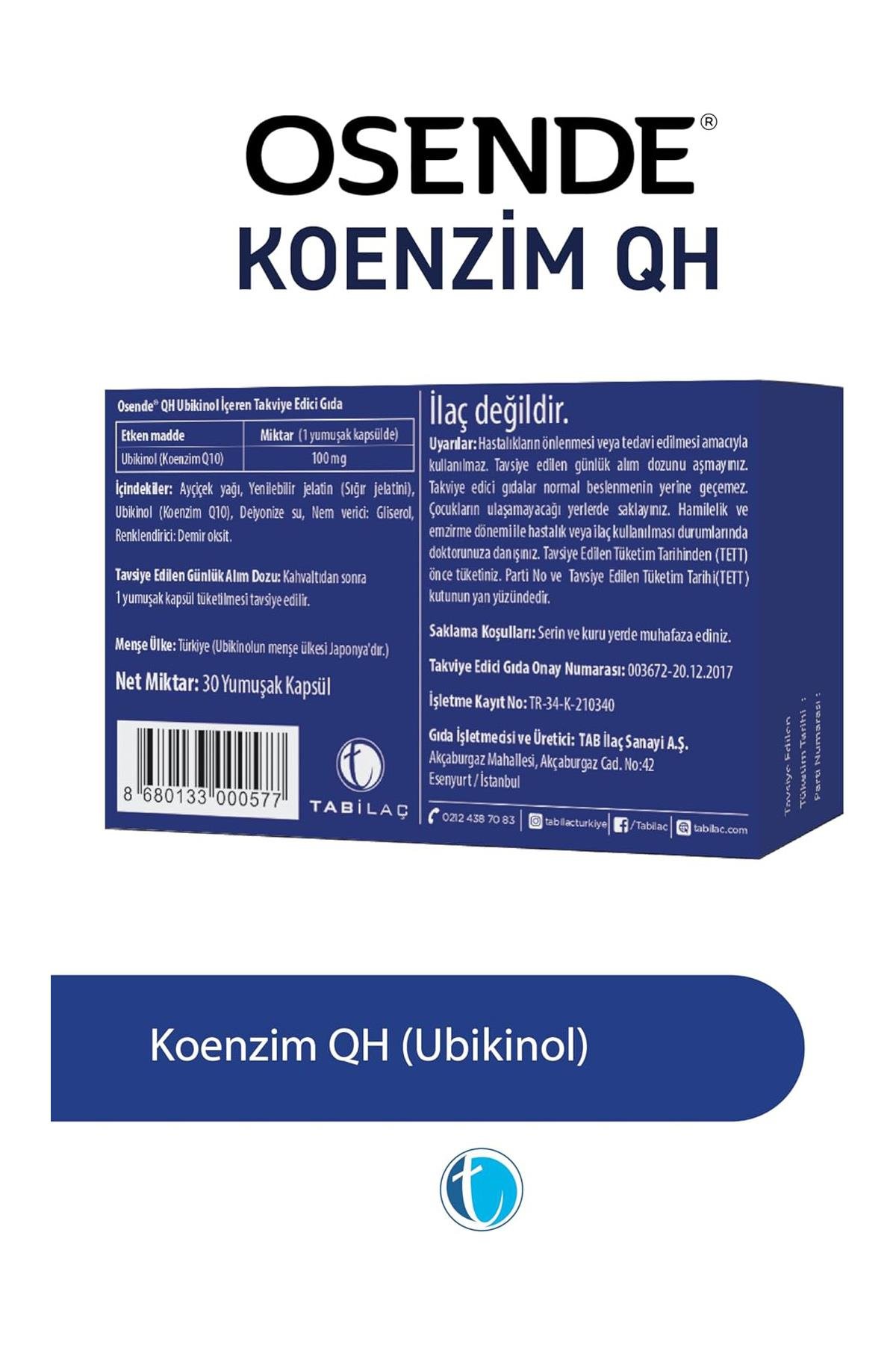 OsendeOsende Koenzim QH 100 mg 30 TabletOsende Koenzim QH Ubikinol 100 mg 30 Tablet Fiyatı ve Özellikleri | Mutlufiyatlar