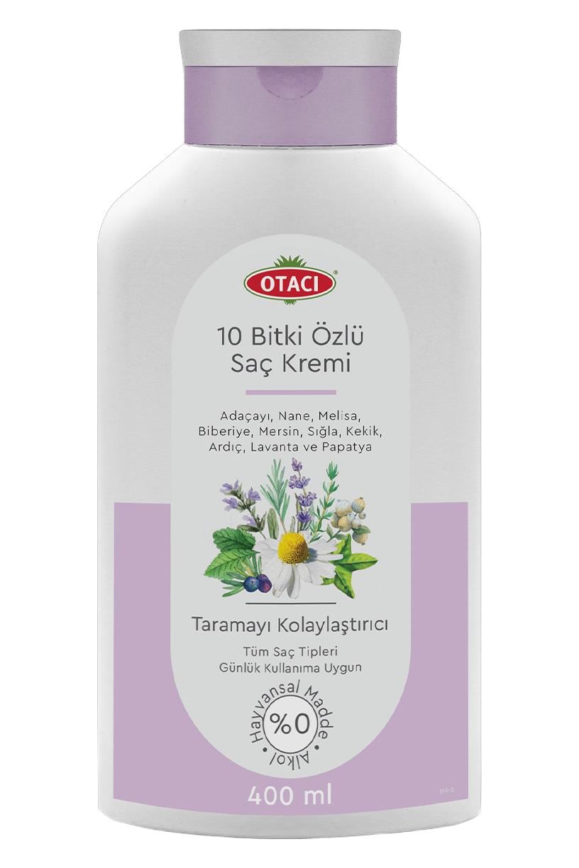 OtacıOtacı 10 Bitki Özlü Canlı Parlak Saçlar için Saç KremiOtacı 10 Bitki Özlü Saç Kremi 400 ml | Kolay Tarama ve Doğal Bakım