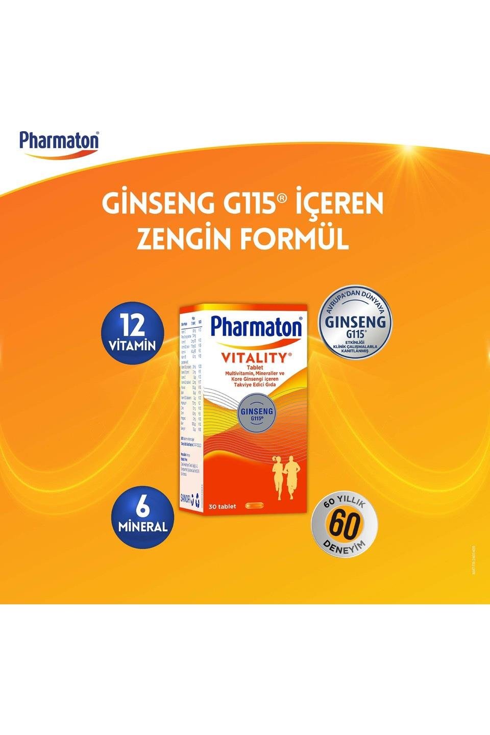 PharmatonPharmaton Vitality 30 Tablet Ginseng G115, Multivitamin ve MinerallerPharmaton Vitality 30 Tablet Fiyatı ve Özellikleri | Mutlufiyatlar