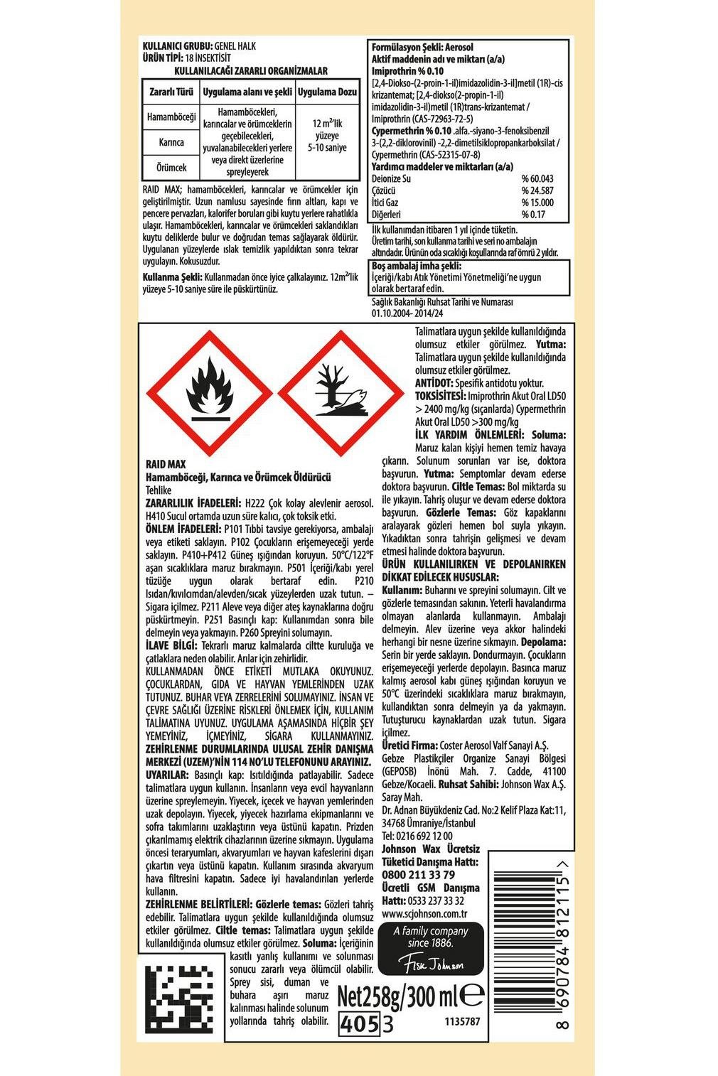 RaidRaid Max Kokusuz Böcek Savar 300 ml Raid Böcek Savar Max 300 ml Fiyatı ve Özellikleri | Mutlufiyatlar