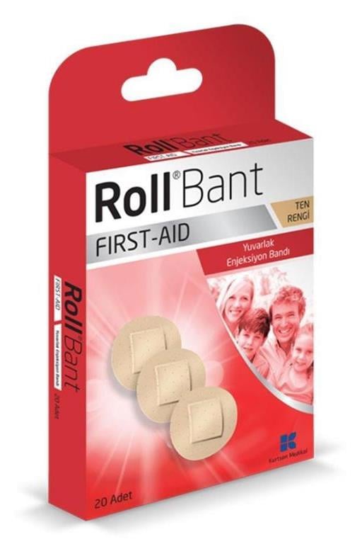 RollRoll Bant First Aid Yuvarlak Enjeksiyon Bandı 20 AdetRoll First Aid Enjeksiyon Bandı 20’li | Tıbbi Müdahale Sonrası Kullanım