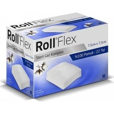 RollRoll Flex Steril Gaz Kompres 7,5cm x 7,5cm 100lüRoll Flex Steril Gaz Kompres 7,5cm x 7,5cm 100lü Fiyatı ve Özellikleri